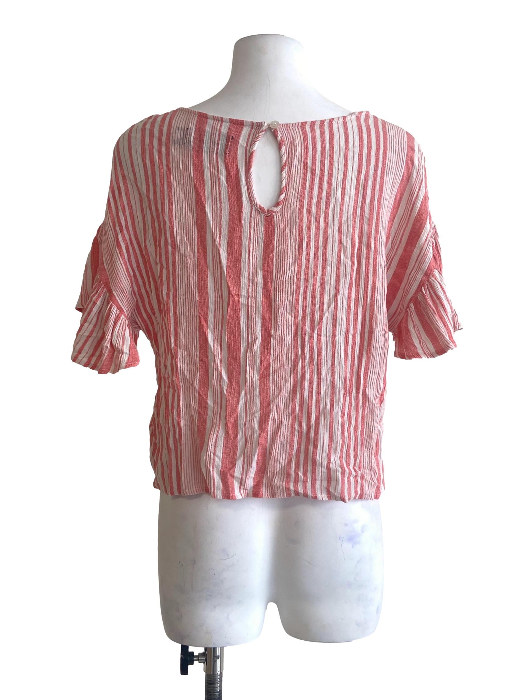 White & Strawberry Pink Asymmetric Blouse