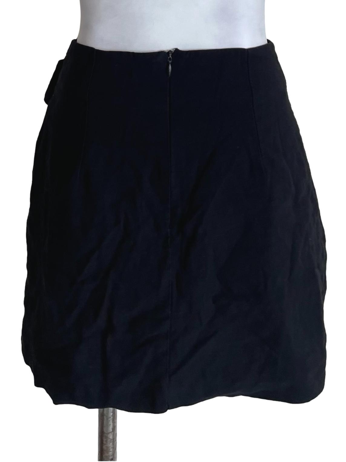 Black Buckled A-Line Skirt