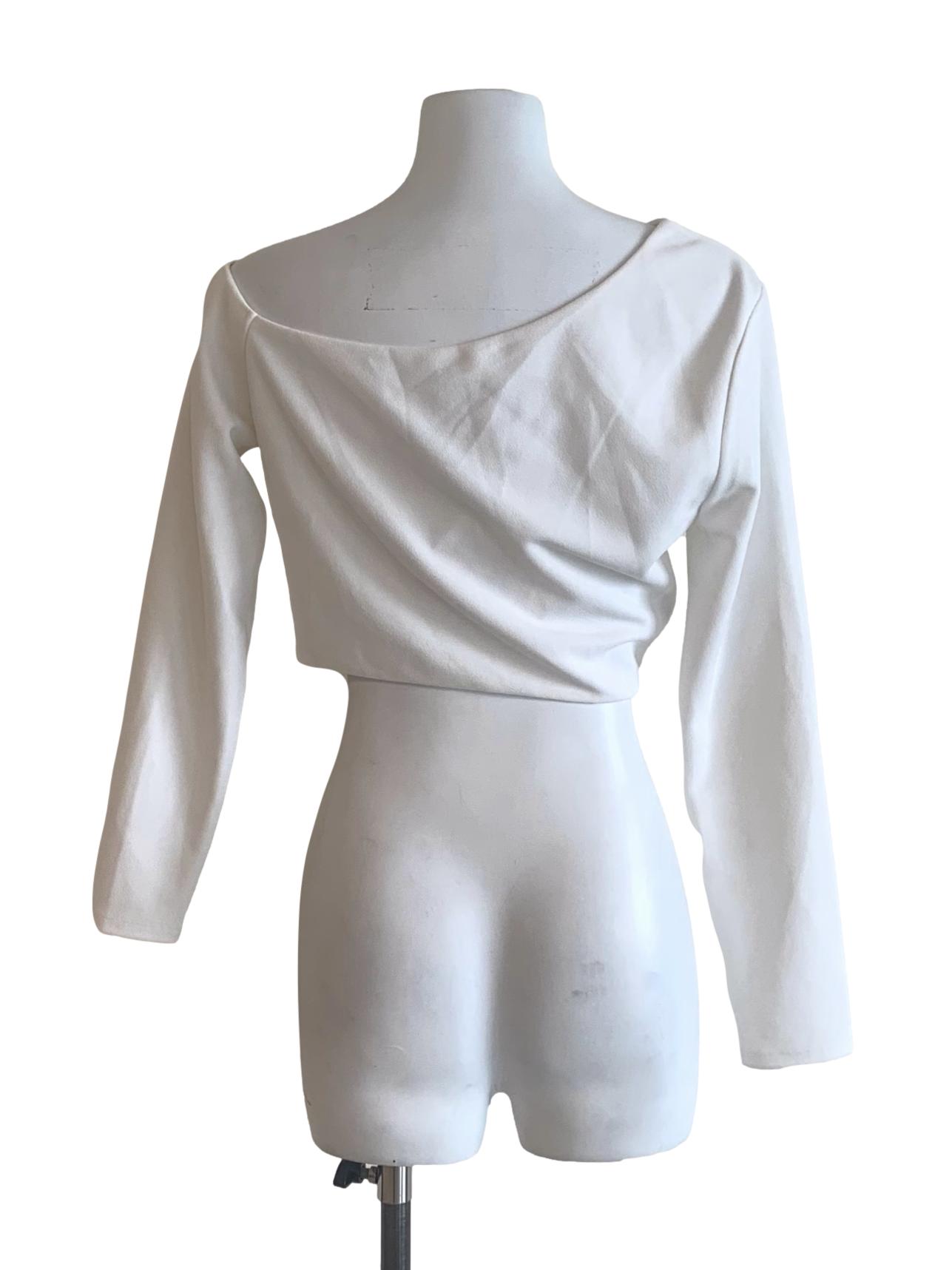 Chiffon White Asymmetric Neck Top LB
