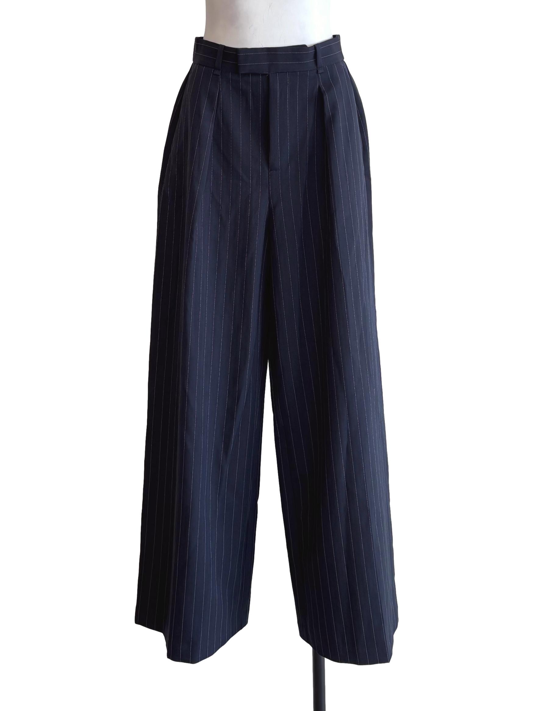 Navy Blue Pinstripe Tailored Pants LB