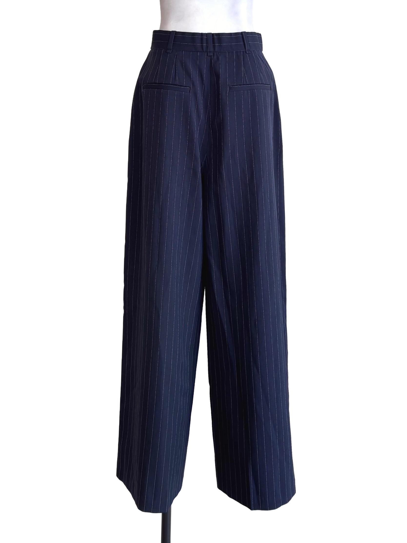 Navy Blue Pinstripe Tailored Pants LB