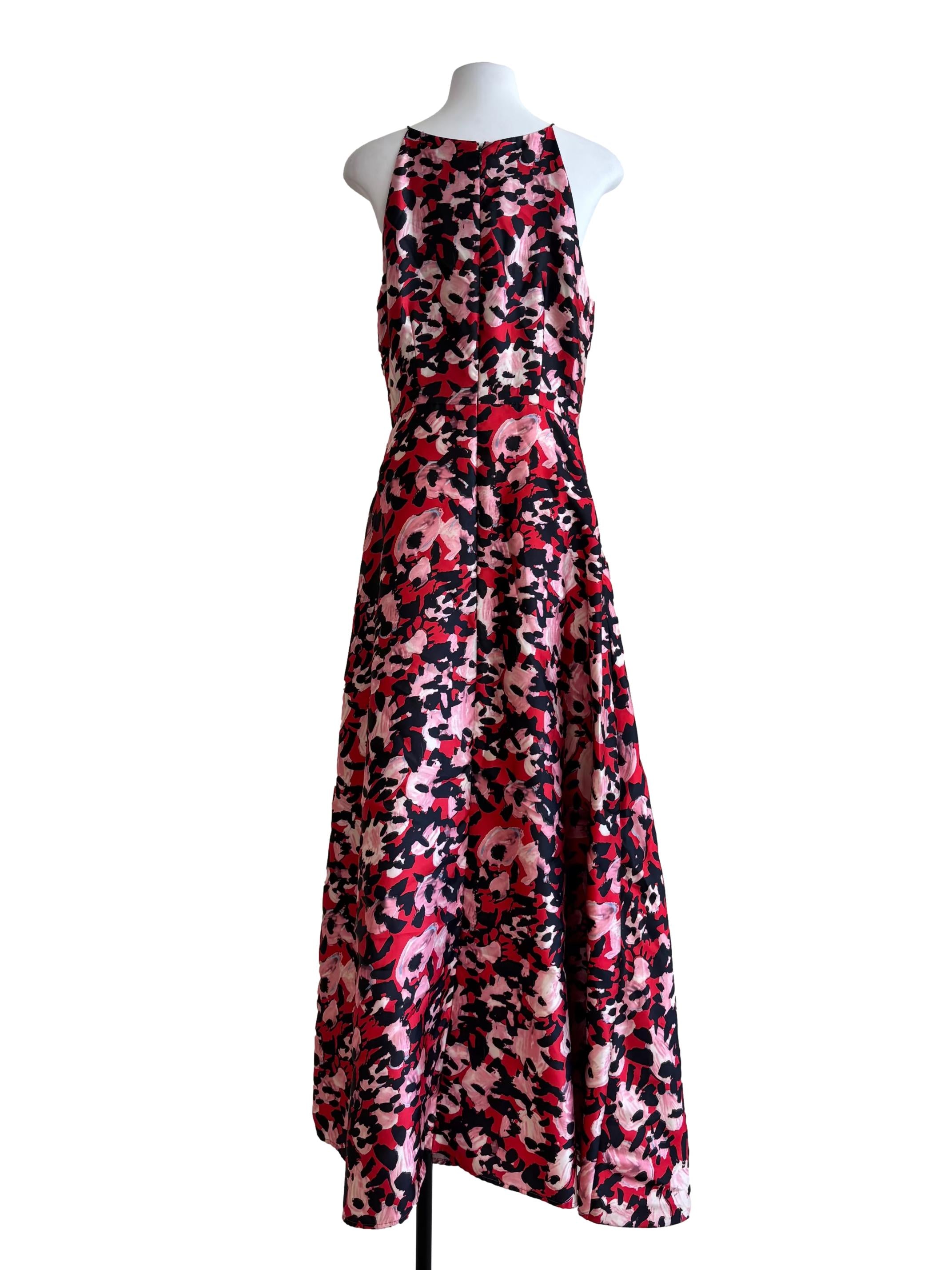 Fire Red Black Printed A-Line Dress