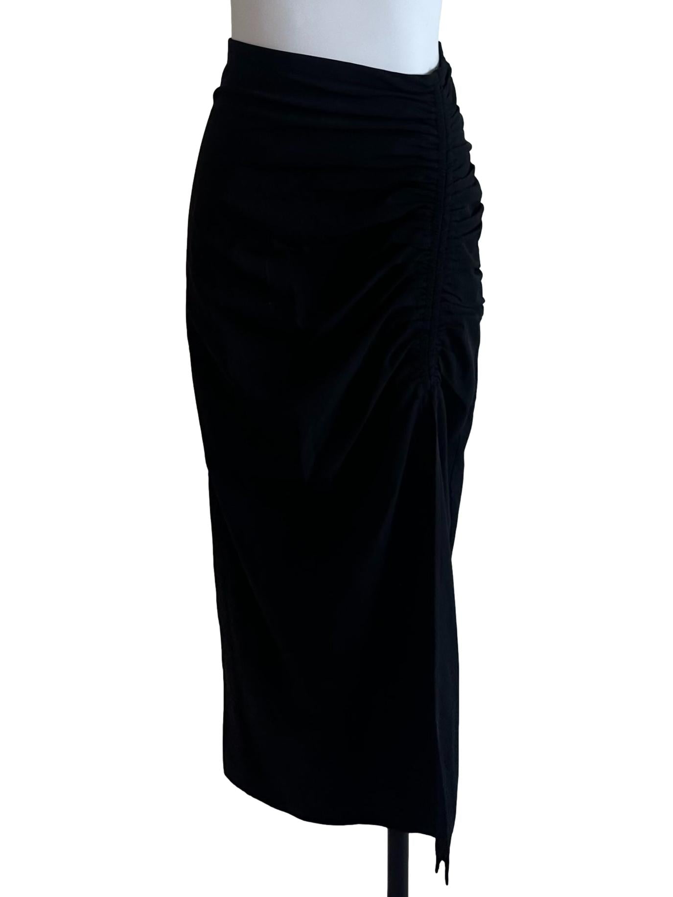 Onyx Black Ruched Slit Skirt