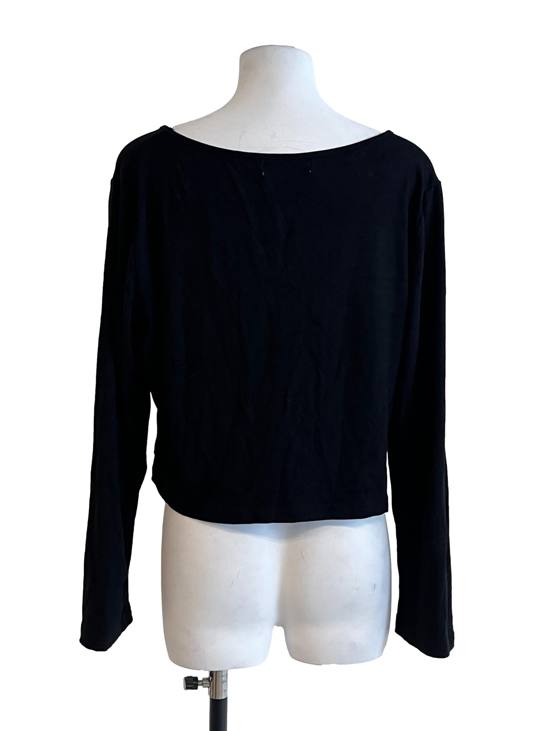 Pitch Black Scoop Long Sleeve Crop Top