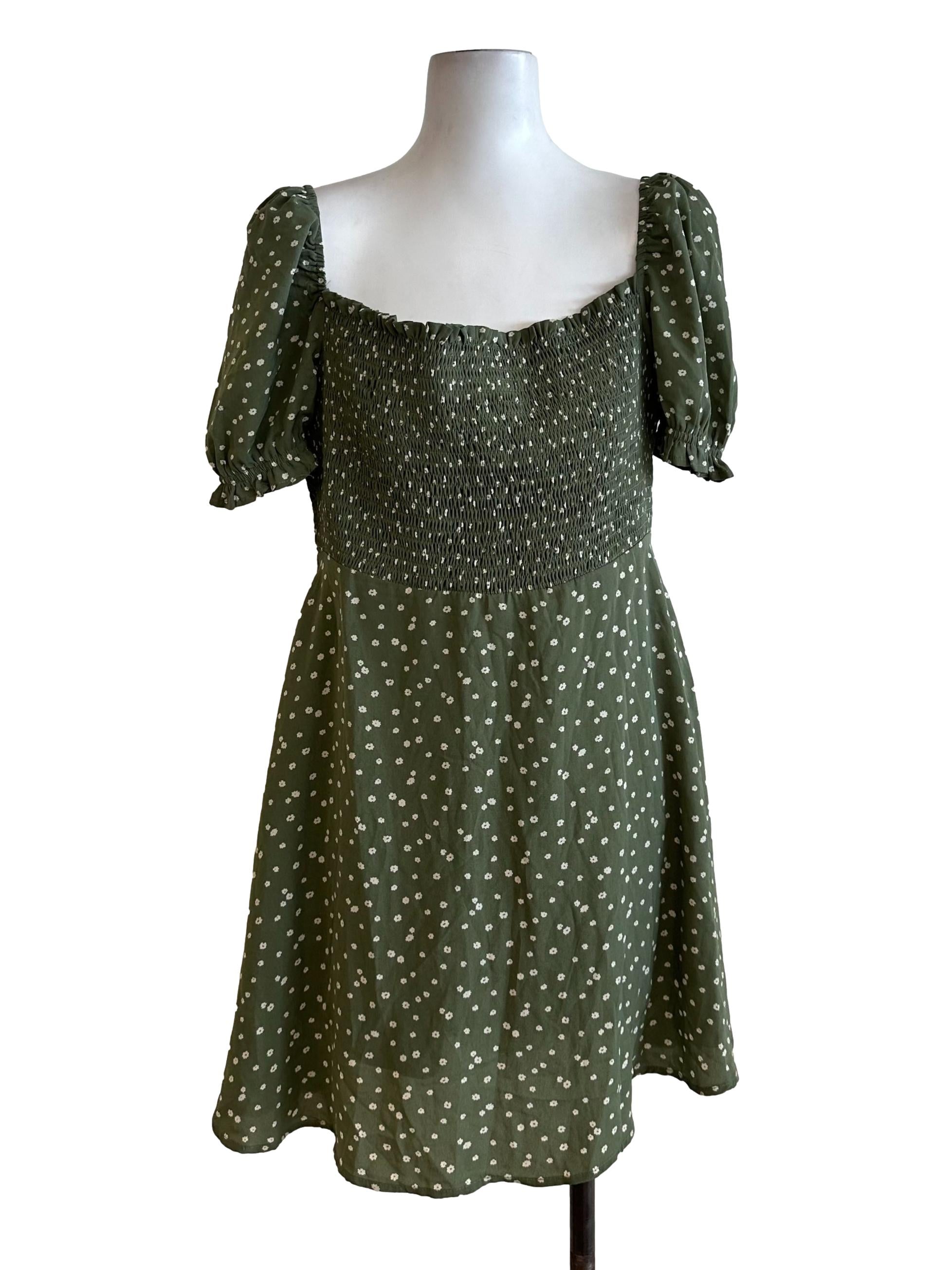 Matcha Green Floral Pattern Dress