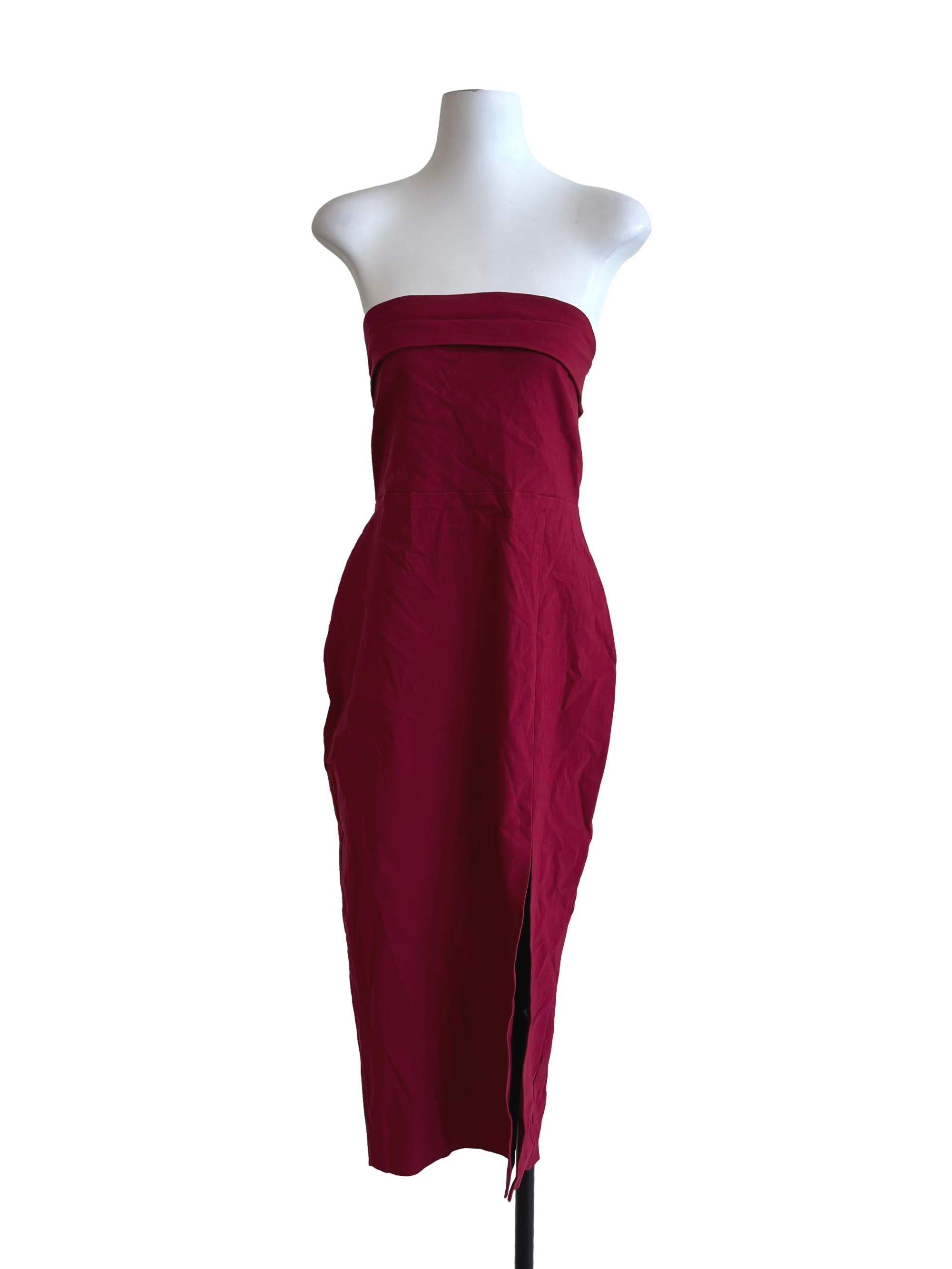 Crimson Red Strapless Pencil Dress