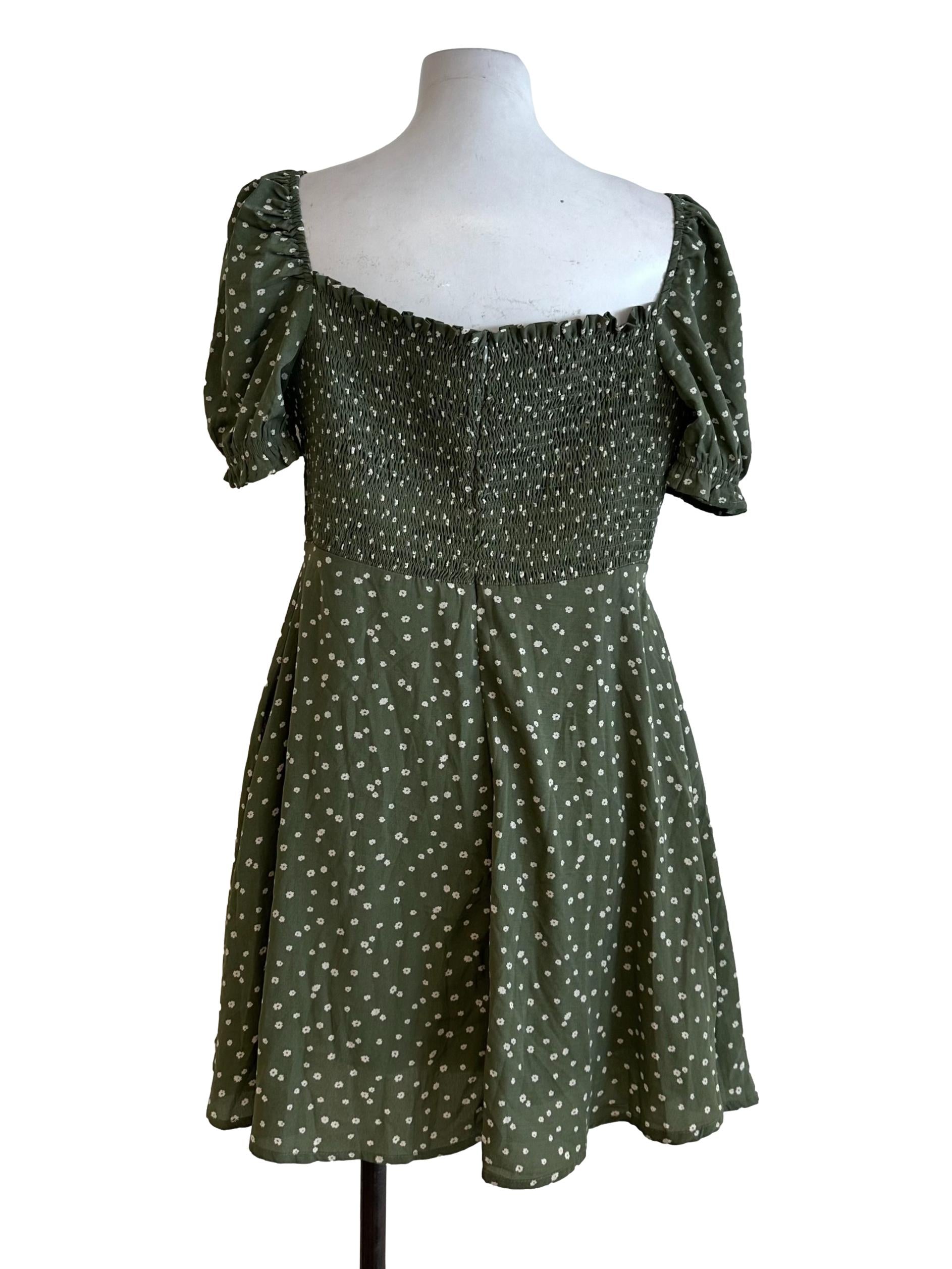 Matcha Green Floral Pattern Dress