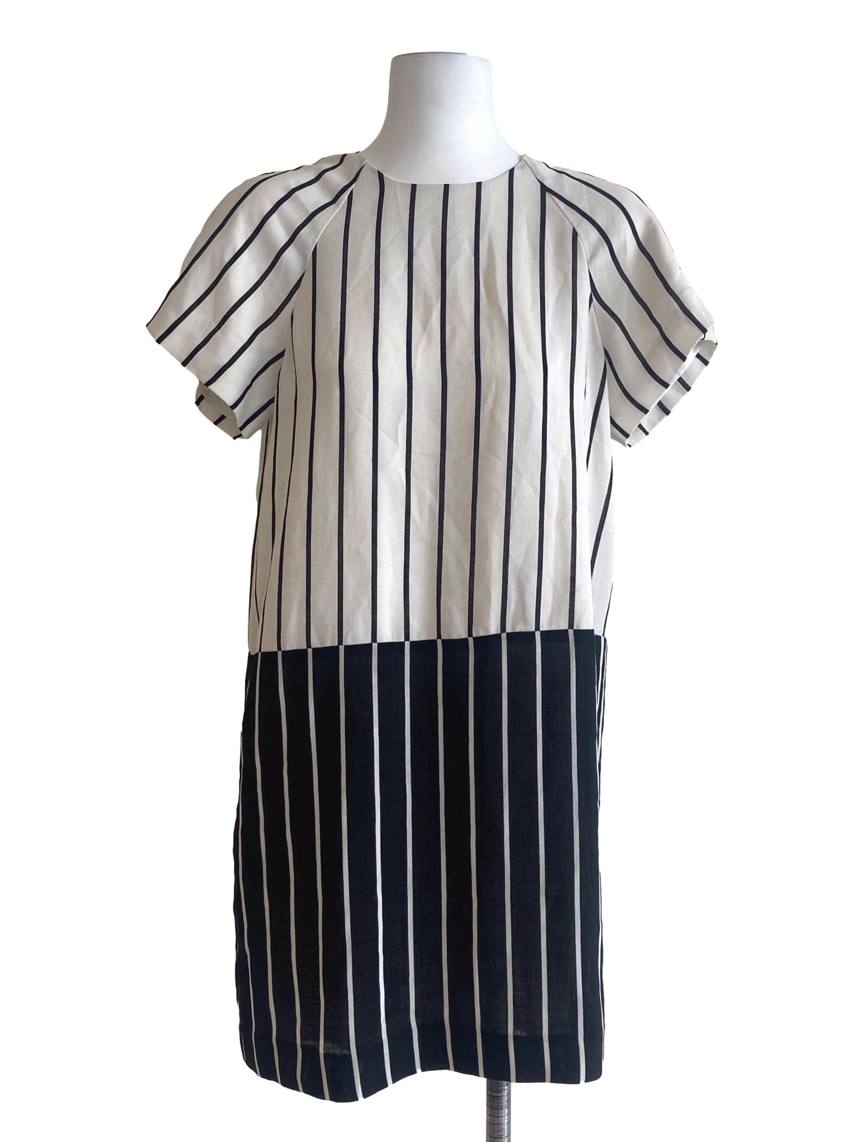 White & Black Stripe Shift Dress