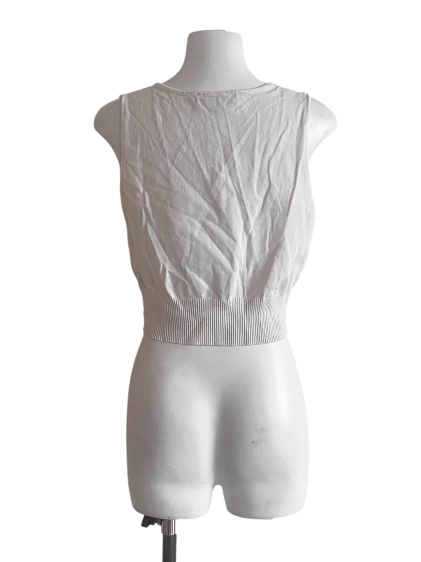 Pearl White Deep V Neck Vest Top LB