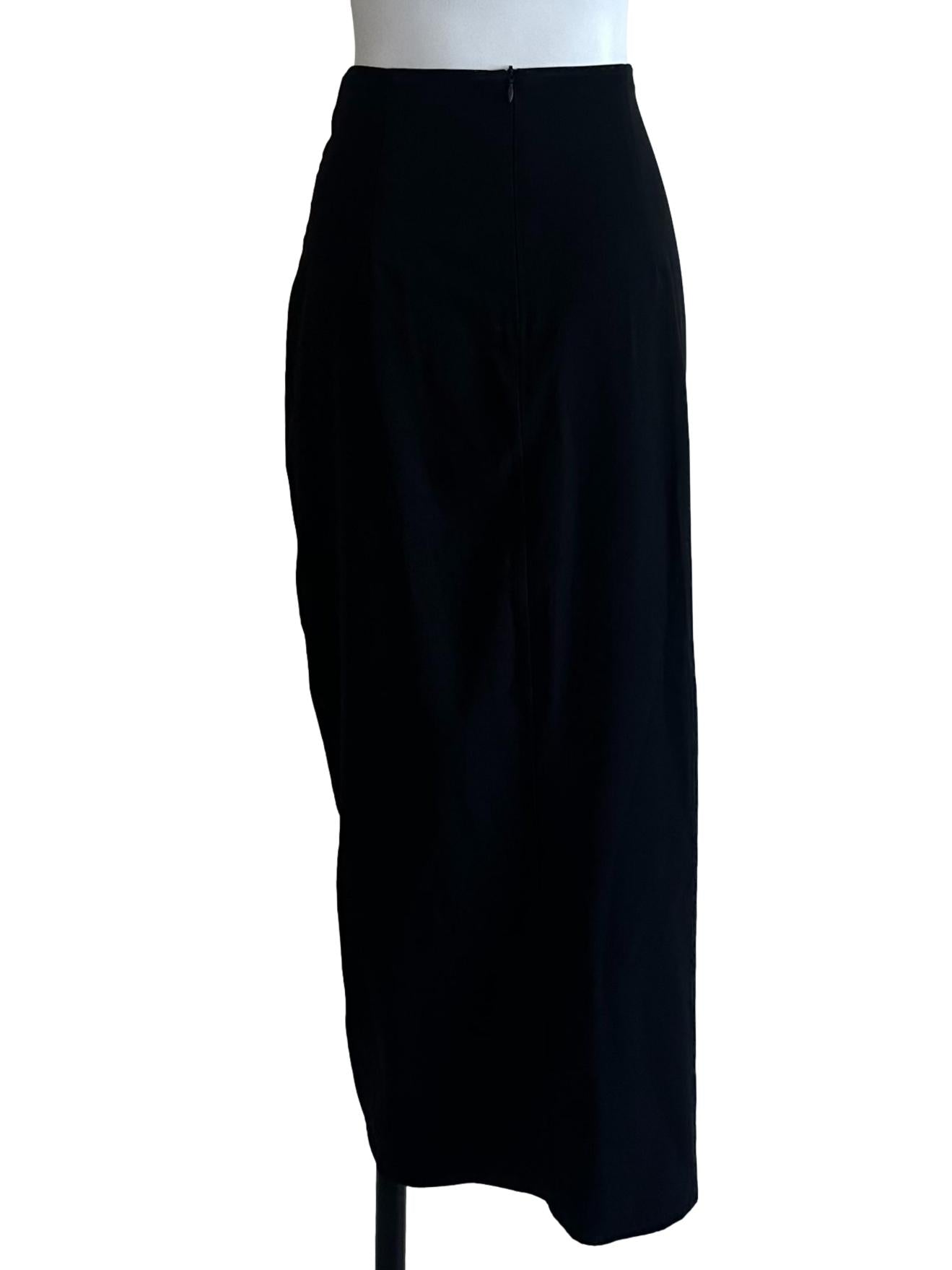 Onyx Black Ruched Slit Skirt