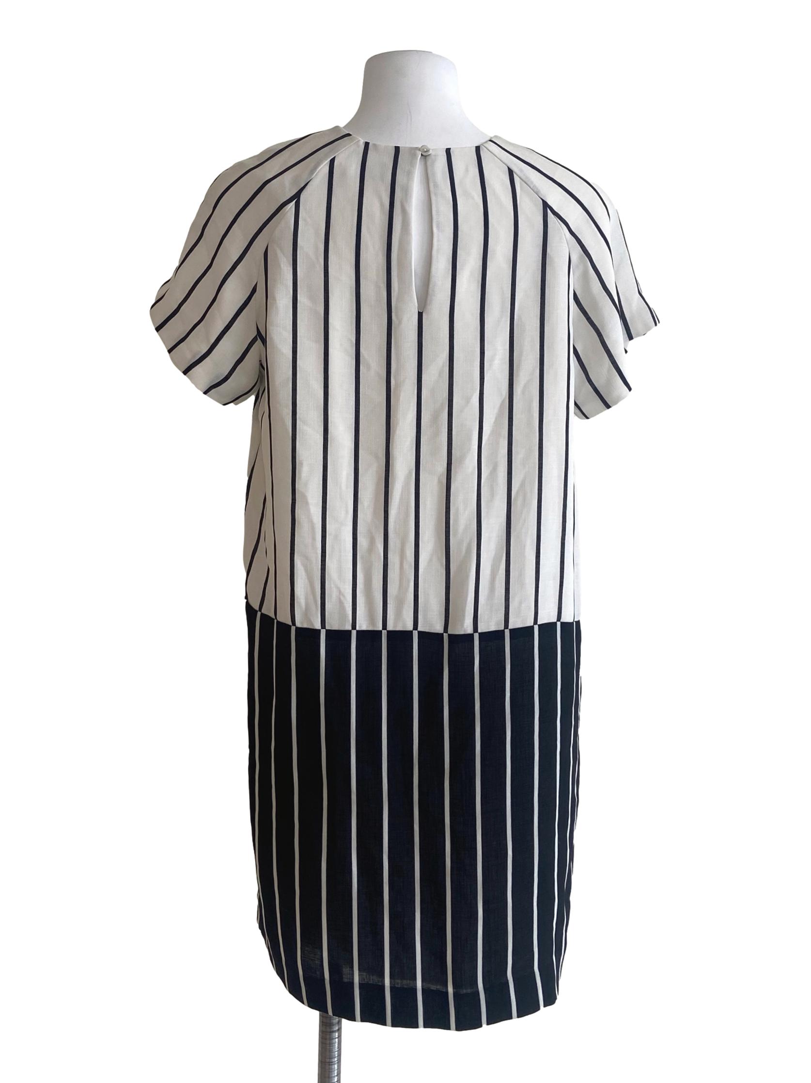 White & Black Stripe Shift Dress