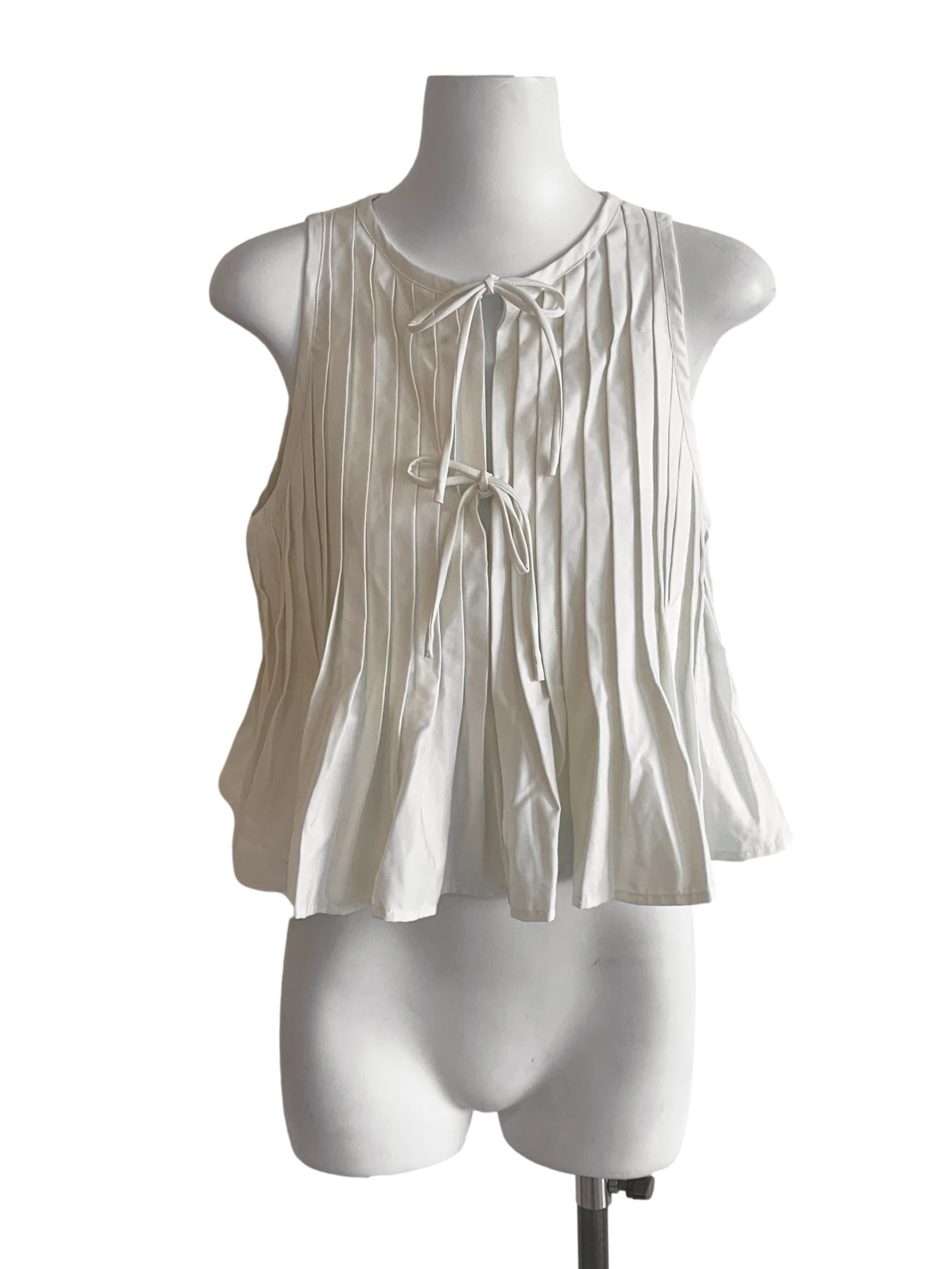 Chiffon White Front Tied Top LB