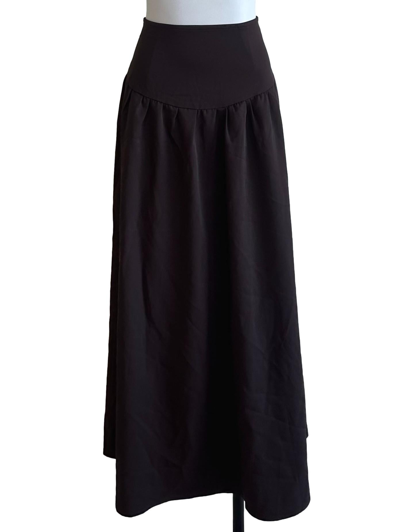 Dark Brown High Waist A Line Skirt