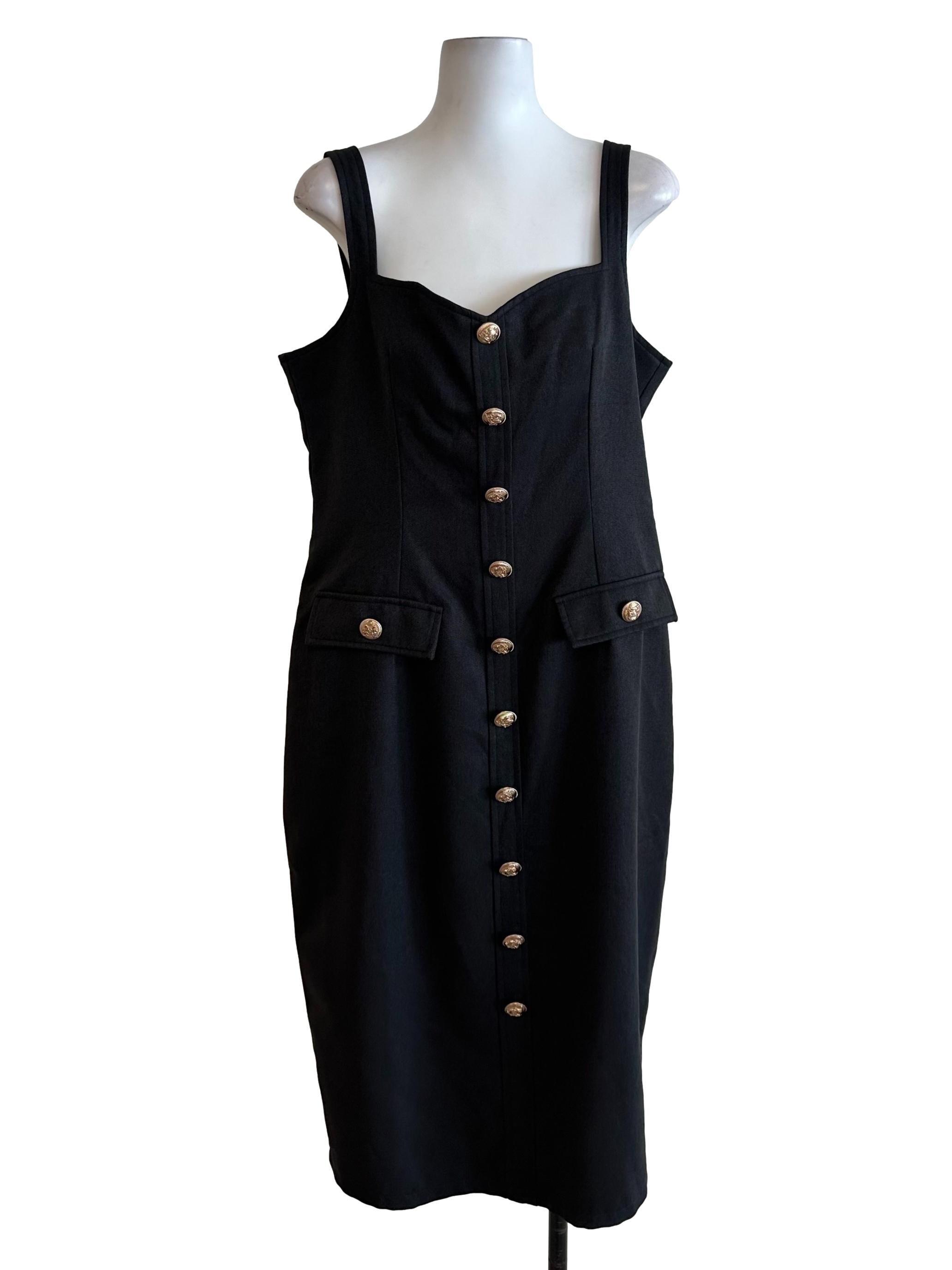 Charcoal Black Sweetheart Button Dress