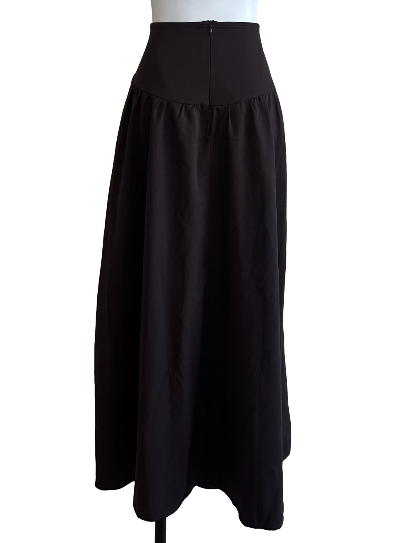 Dark Brown High Waist A Line Skirt