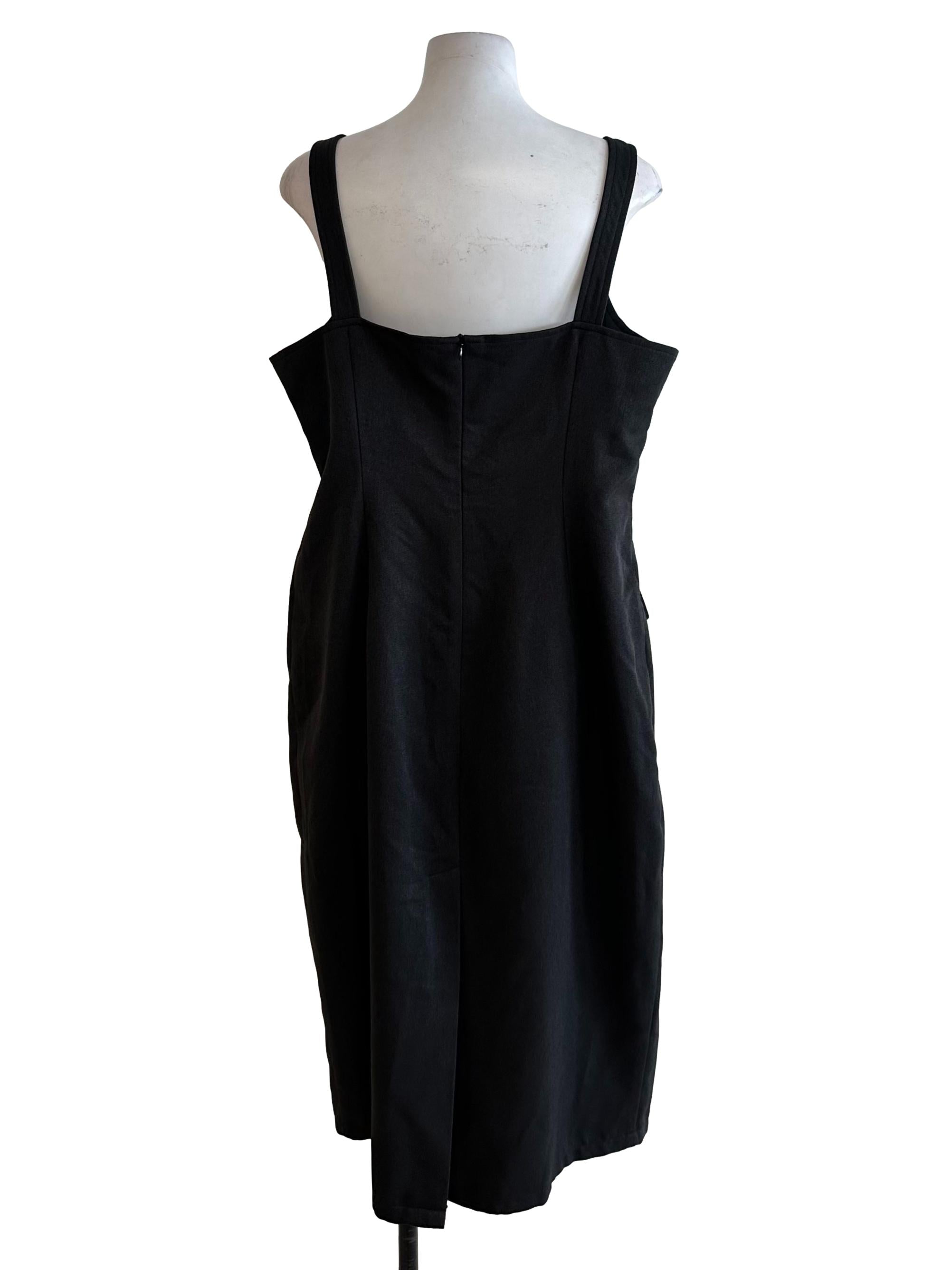 Charcoal Black Sweetheart Button Dress