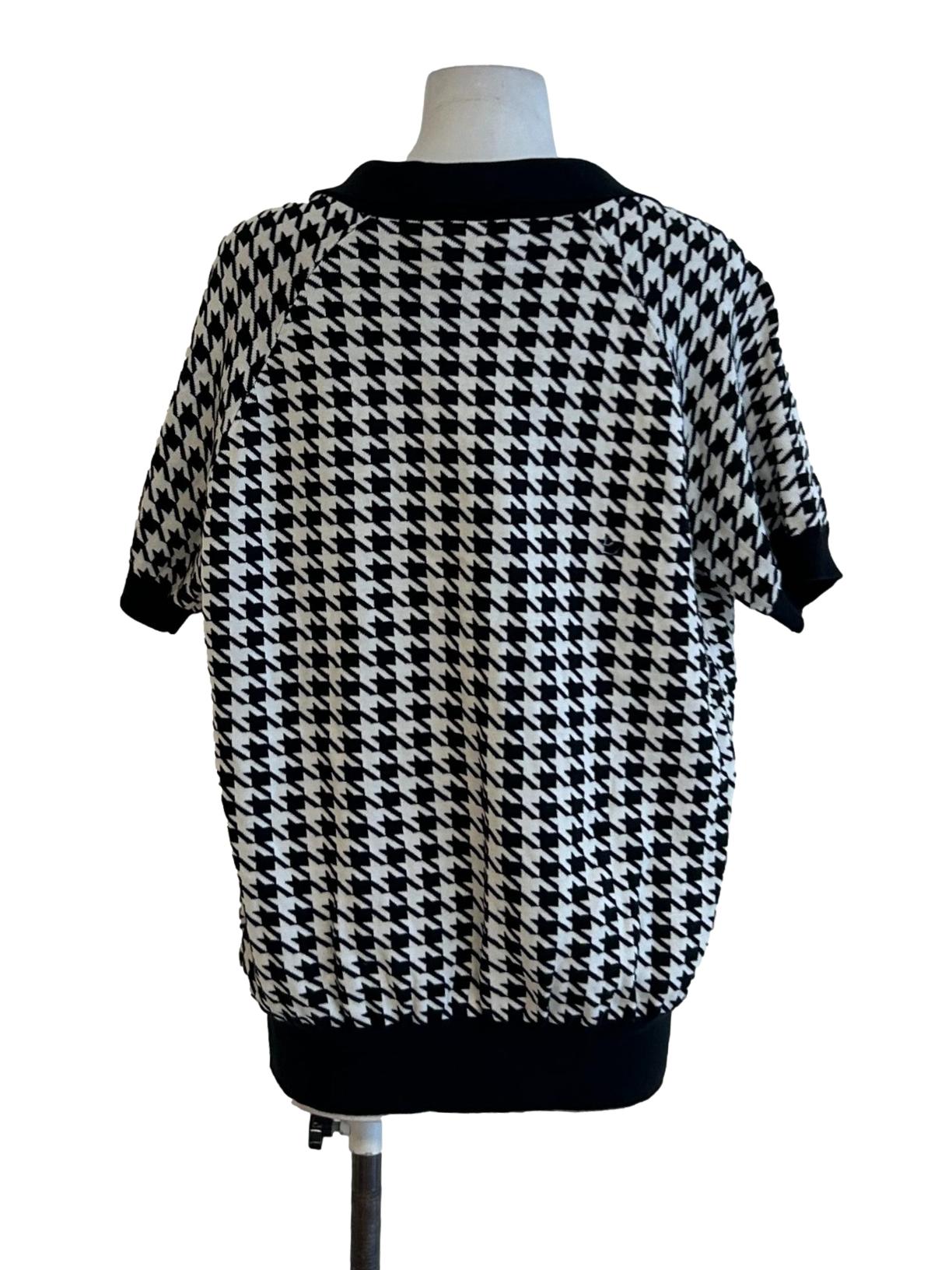 Vicenza Cardigan - Button Down Blouse In Black And White Dogtooth CSN
