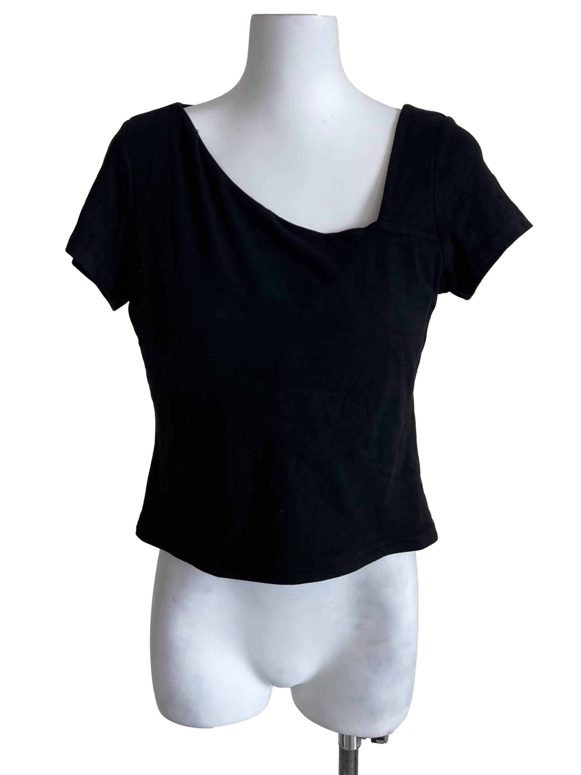 Black Angle Neck Crop Top