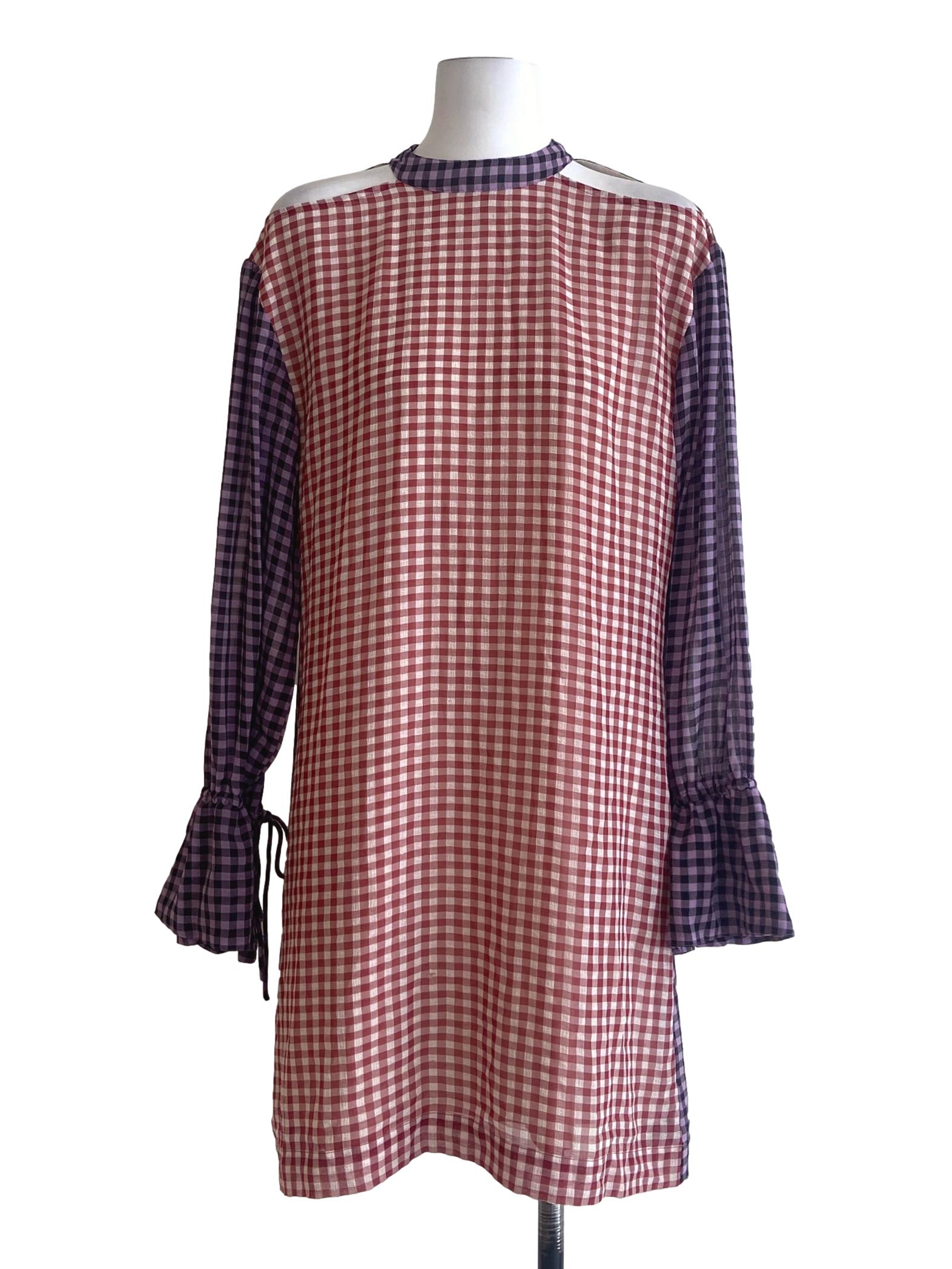 Red & Purple Plaid Shift Dress
