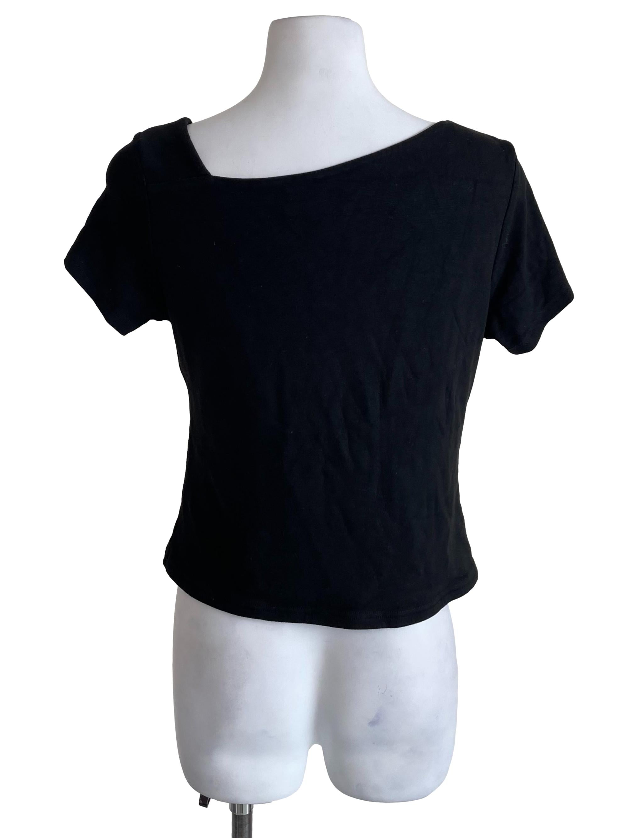 Black Angle Neck Crop Top