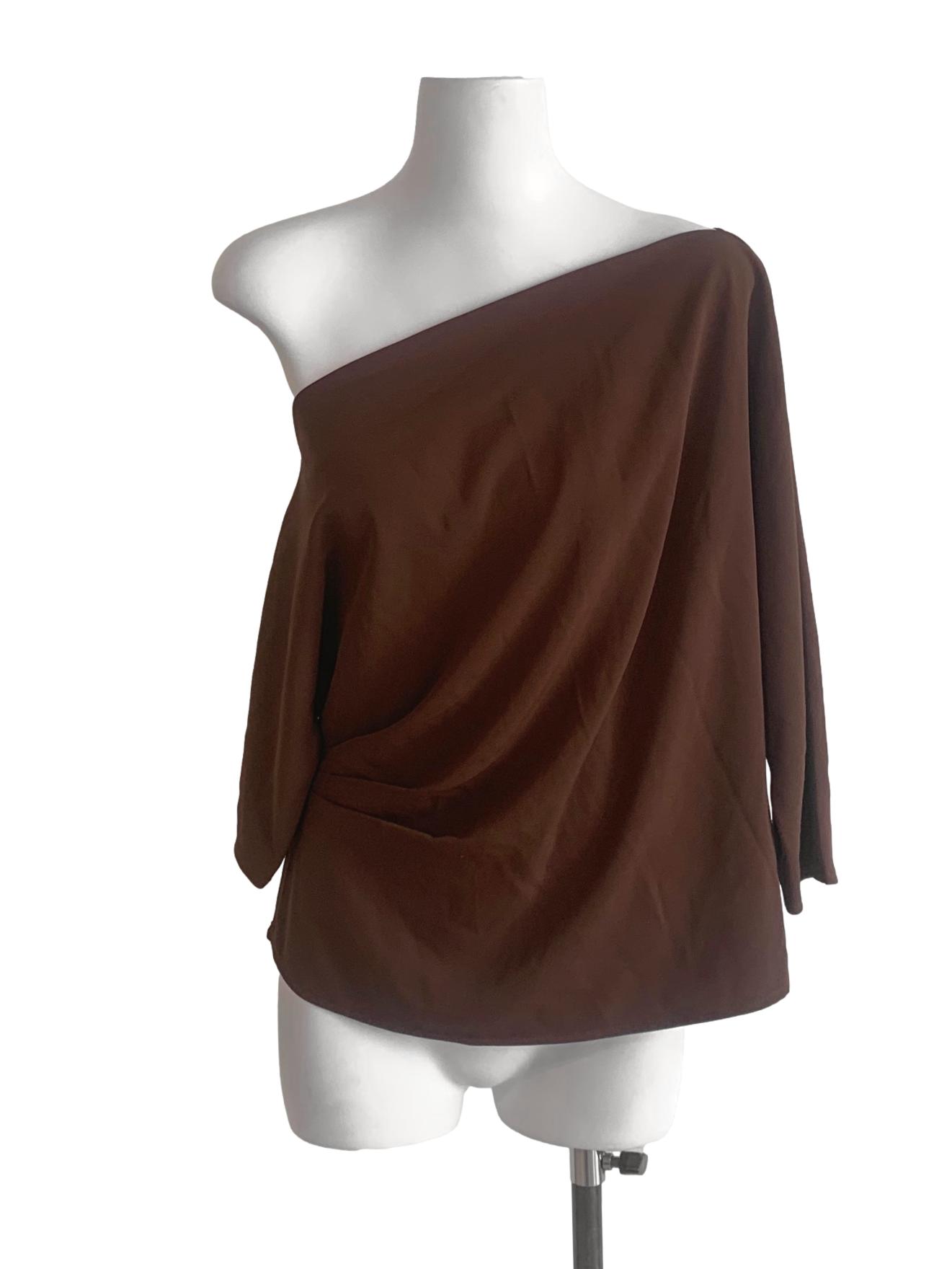 Carob Brown Asymmetric Neck Top LB