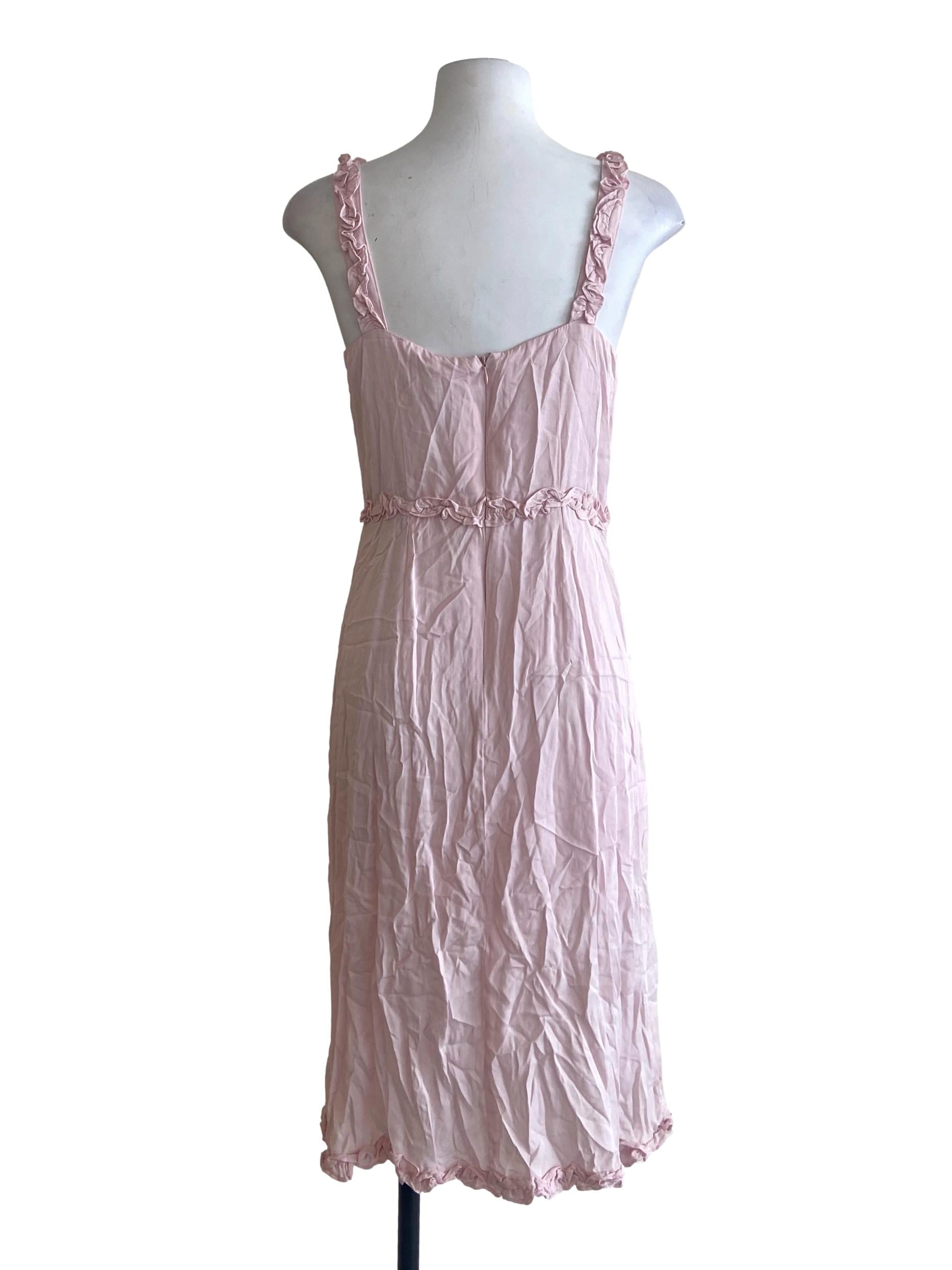 Crepe Pink Sleeveless Slit Dress