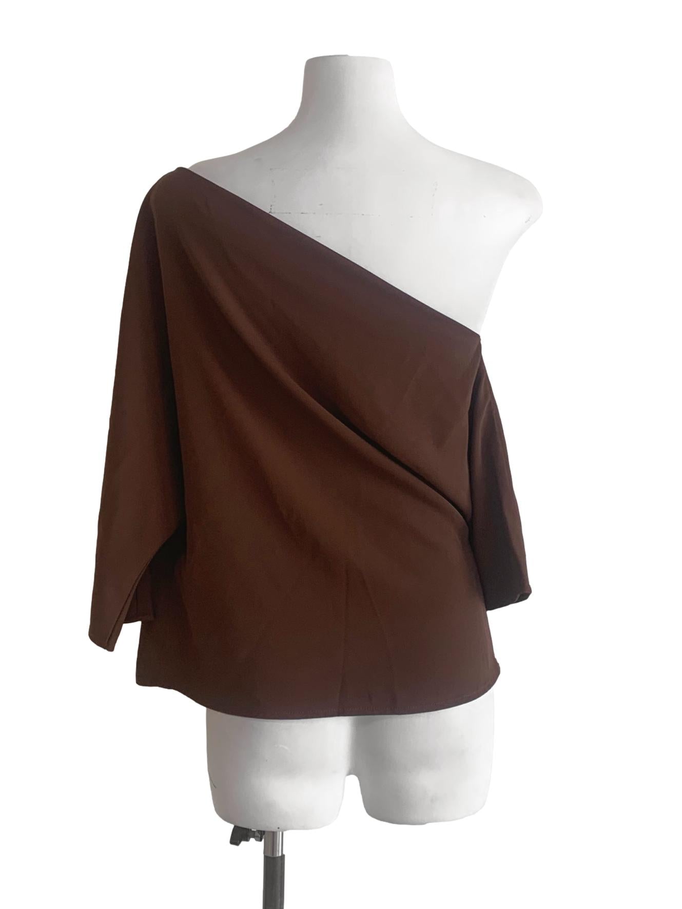 Carob Brown Asymmetric Neck Top LB
