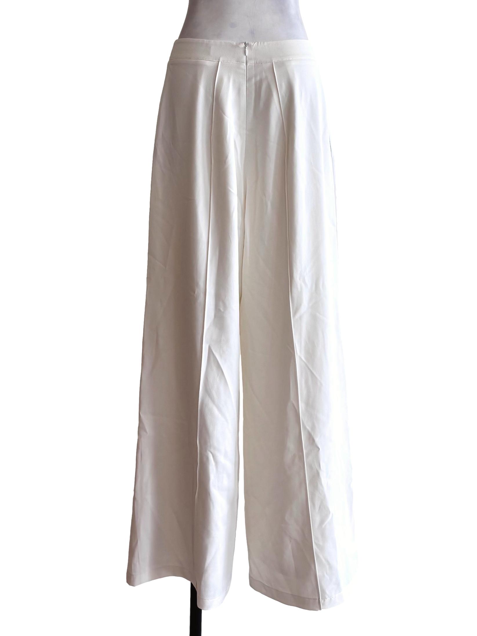 White High Waist Wide Pants