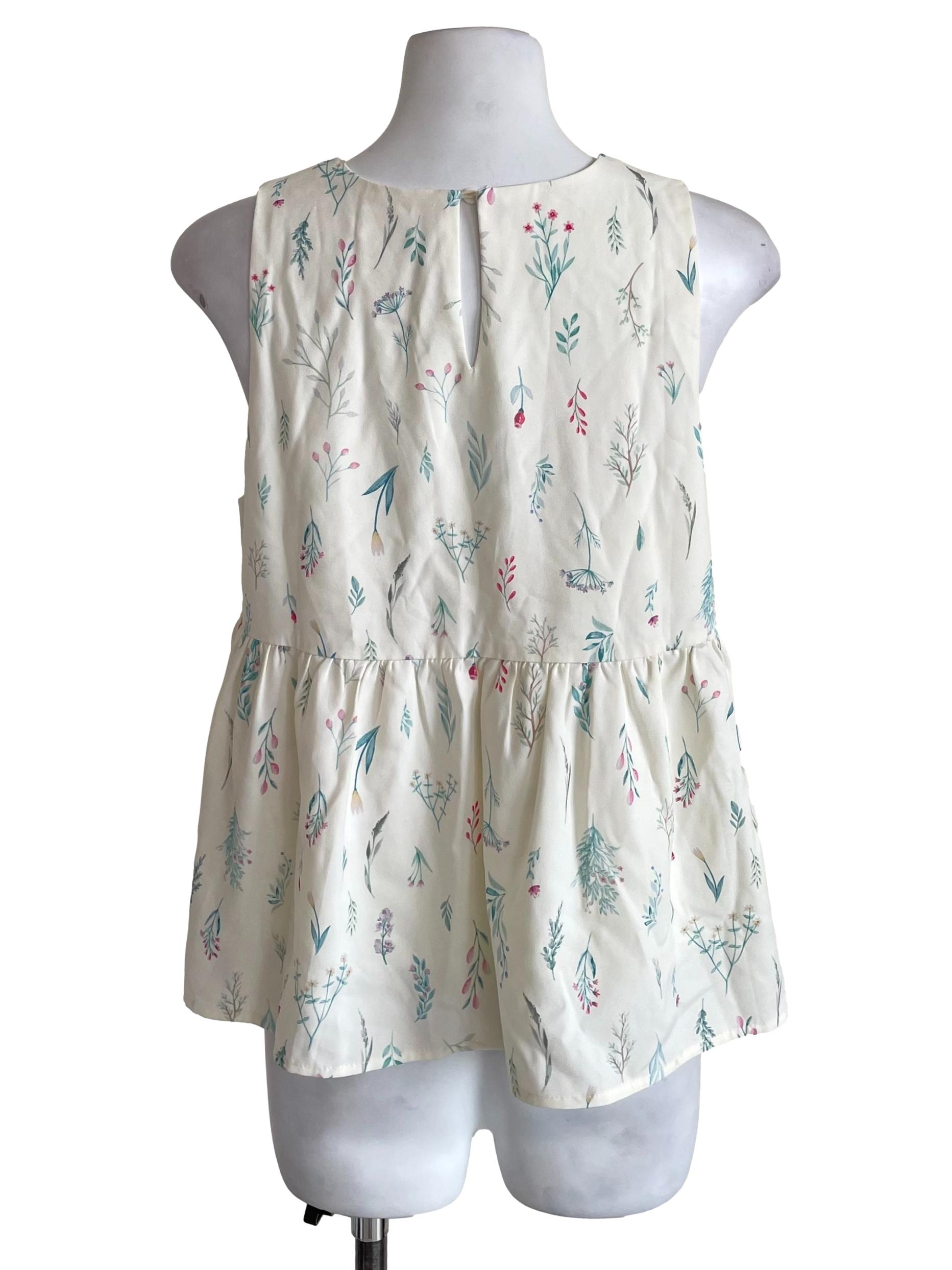 Cream White Floral Babydoll Top