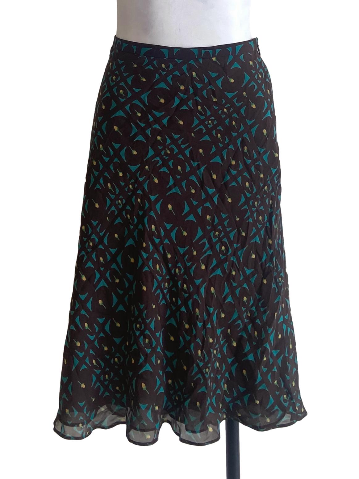 Penny Brown & Yellow Floral Circle Skirt