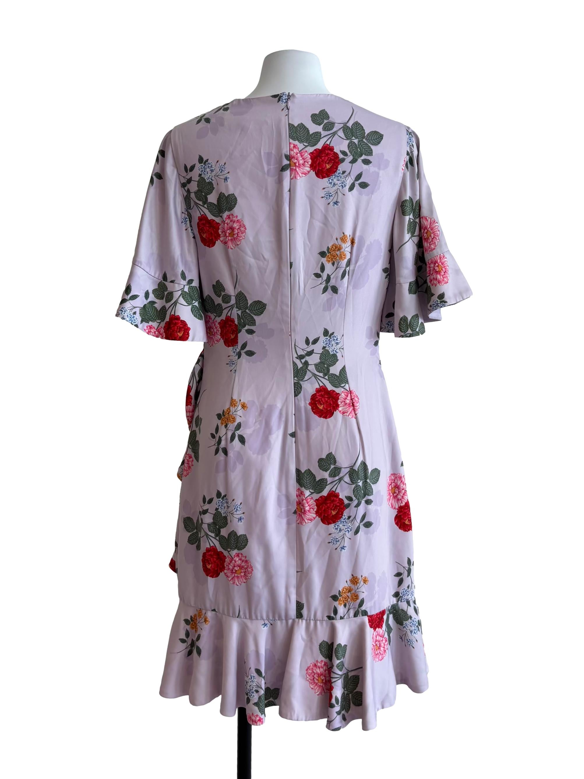 Orchid Pink Floral Ruffle Dress