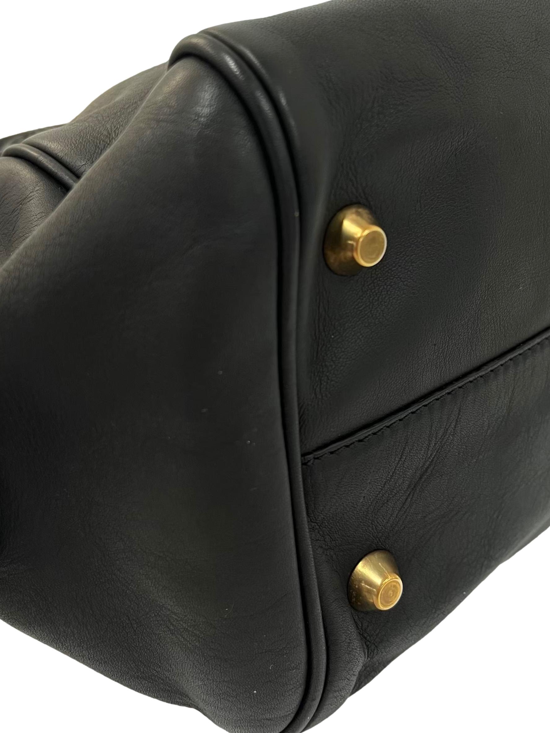 Black Leather Janet Large Satchel Bag