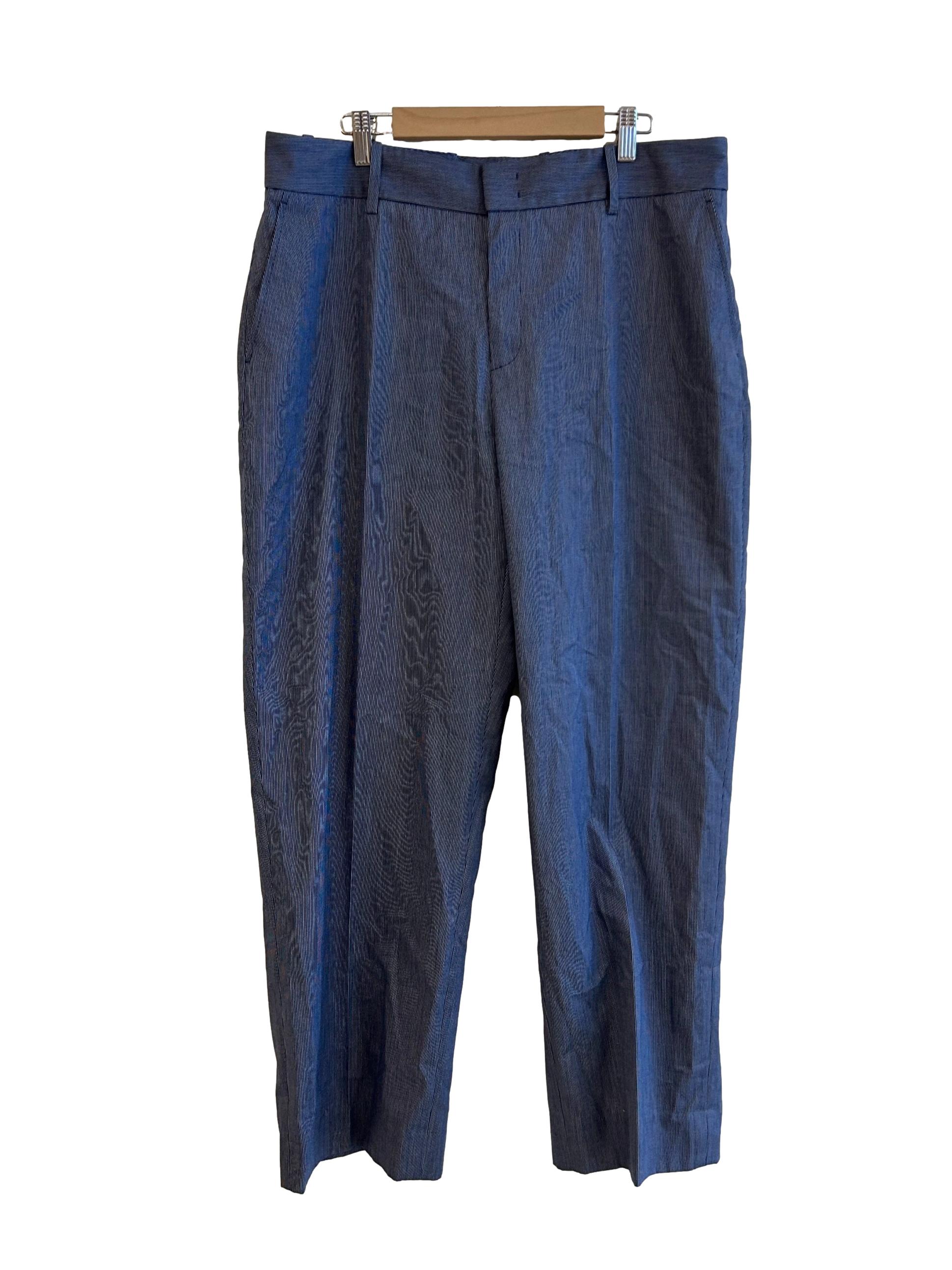 Manchester Trousers - High-Waisted Trouers In Denim Blue Pinstripe CSN