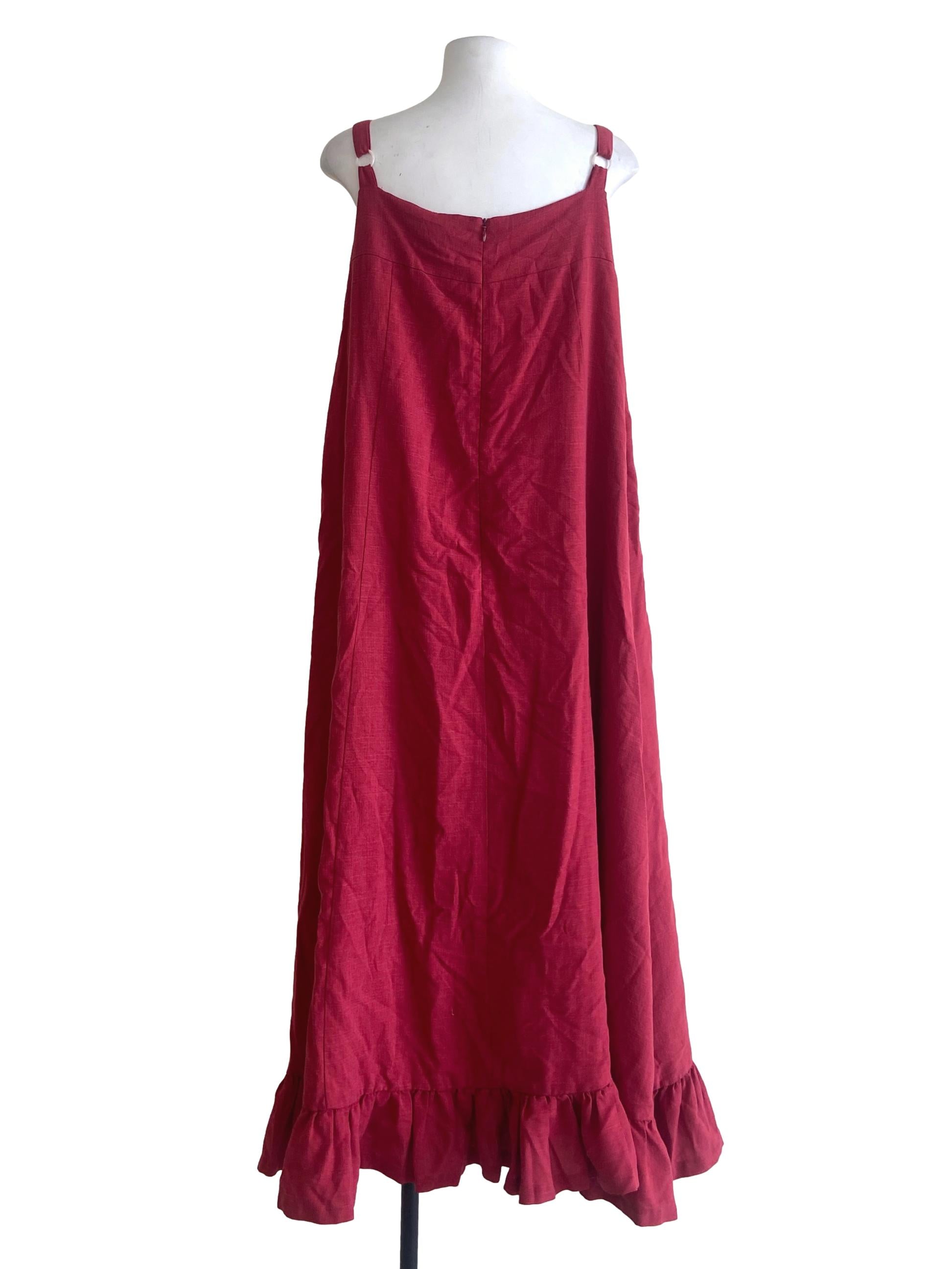 Crimson Red Sleeveless Drop Waist Empire Dress