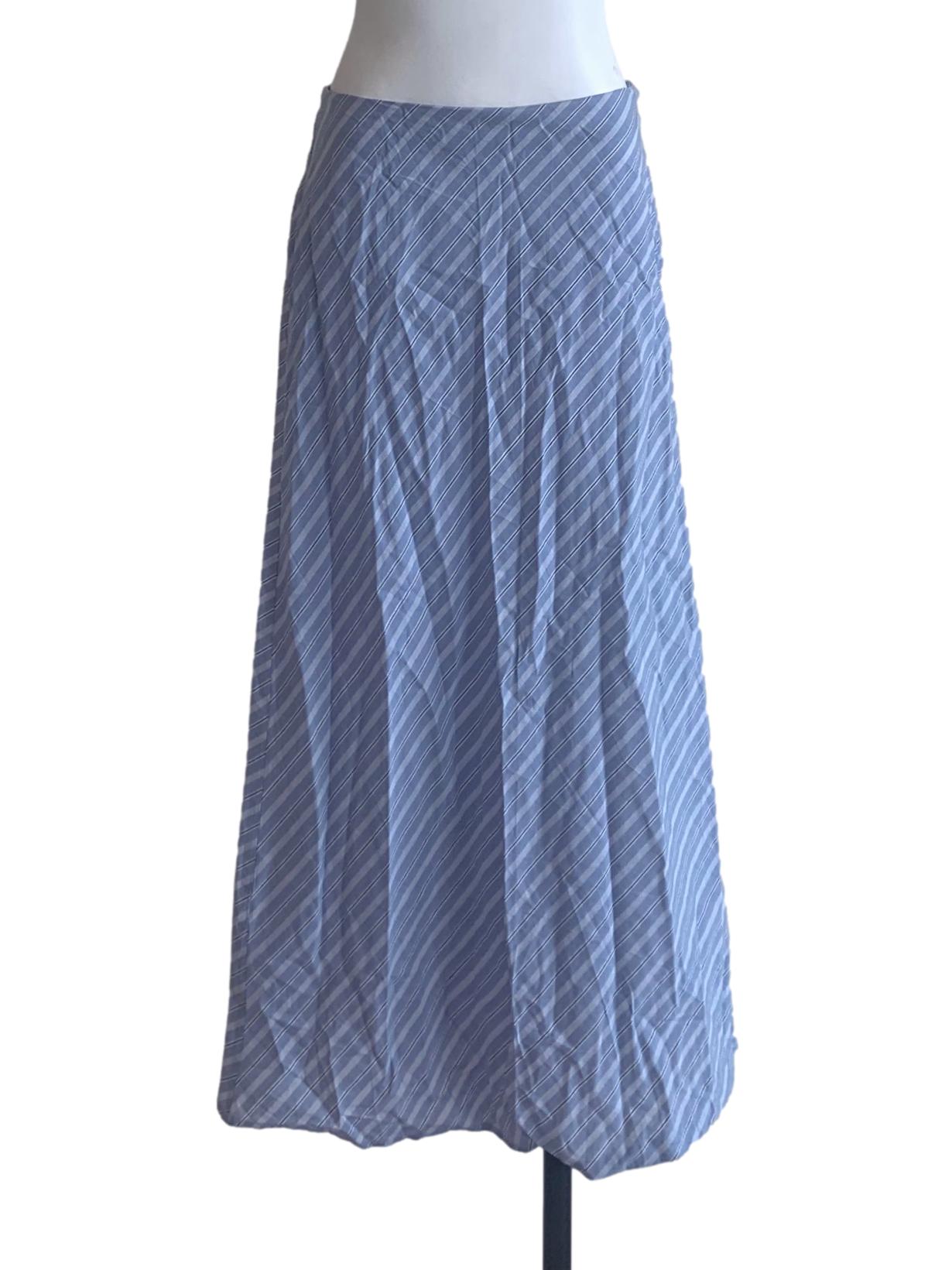 Light Blue Stripe Pattern Long Skirts