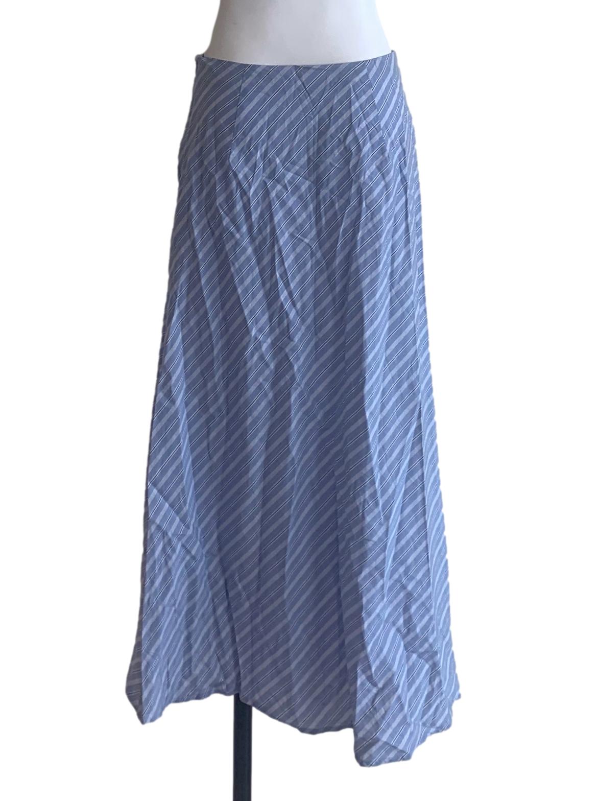 Light Blue Stripe Pattern Long Skirts