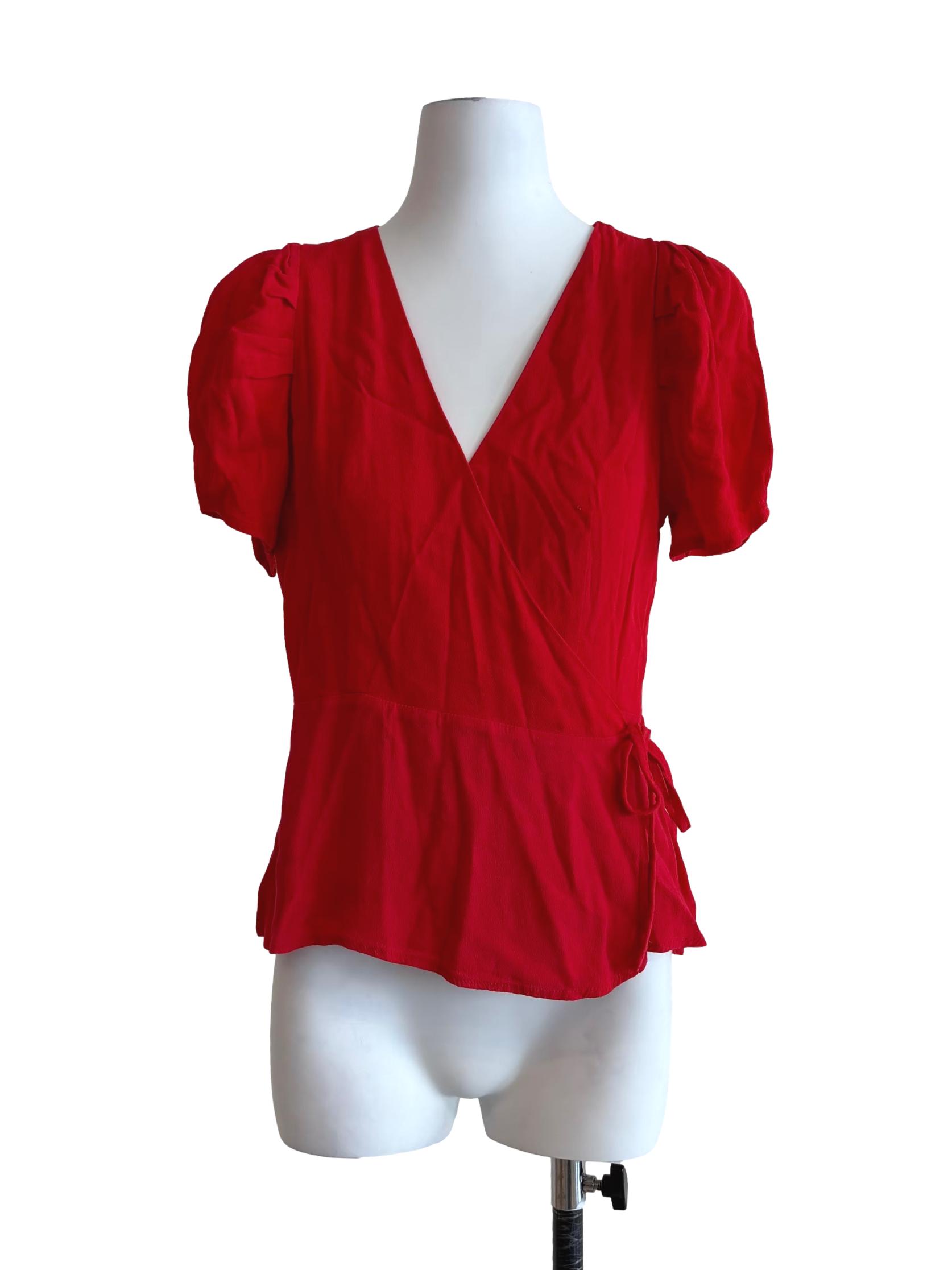 Fire Red Wrap Top
