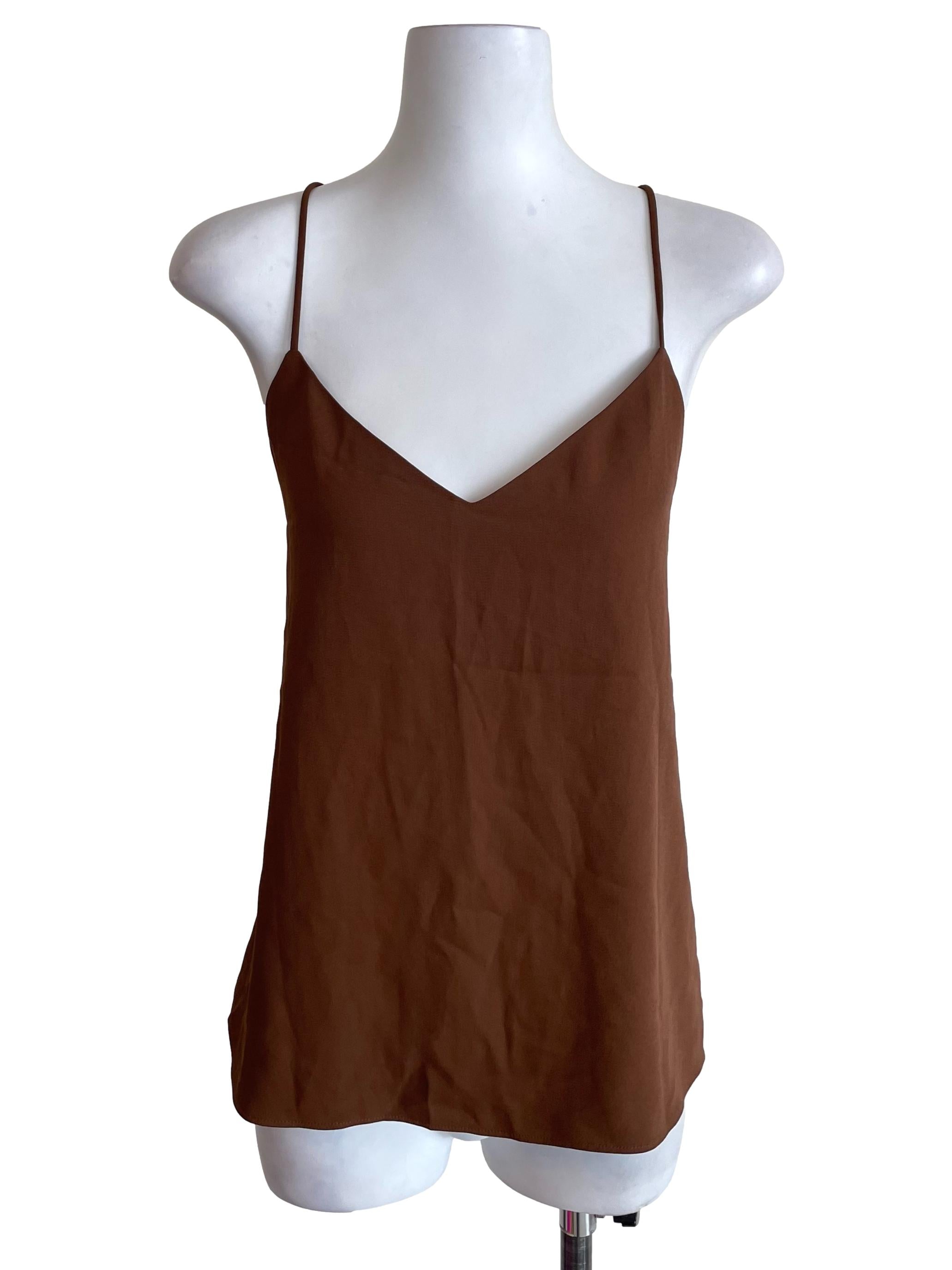 Gingerbread Brown Tie Halter Neck Tent Camisole