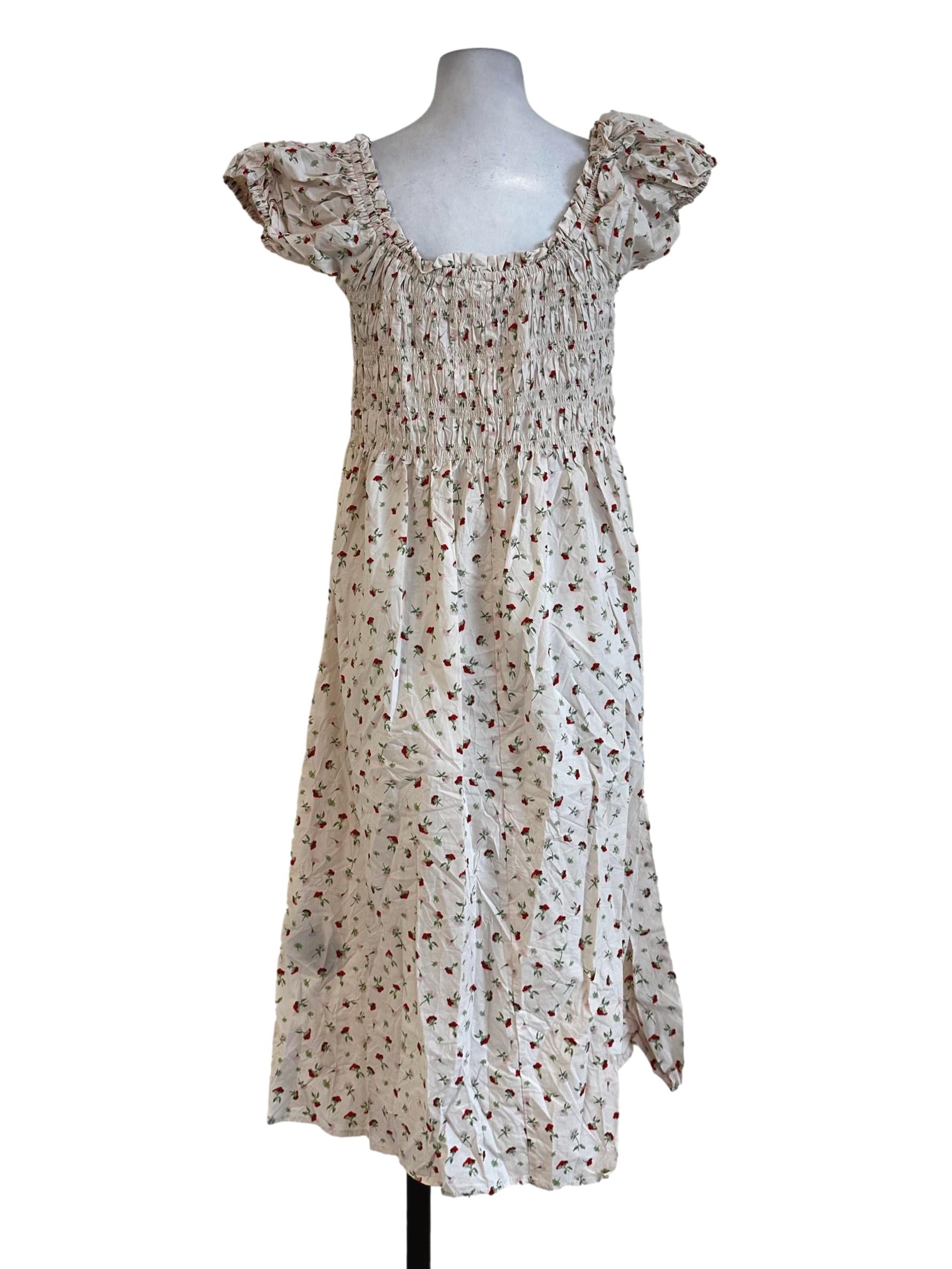Sugar Cookie Beige Flower Pattern Dress