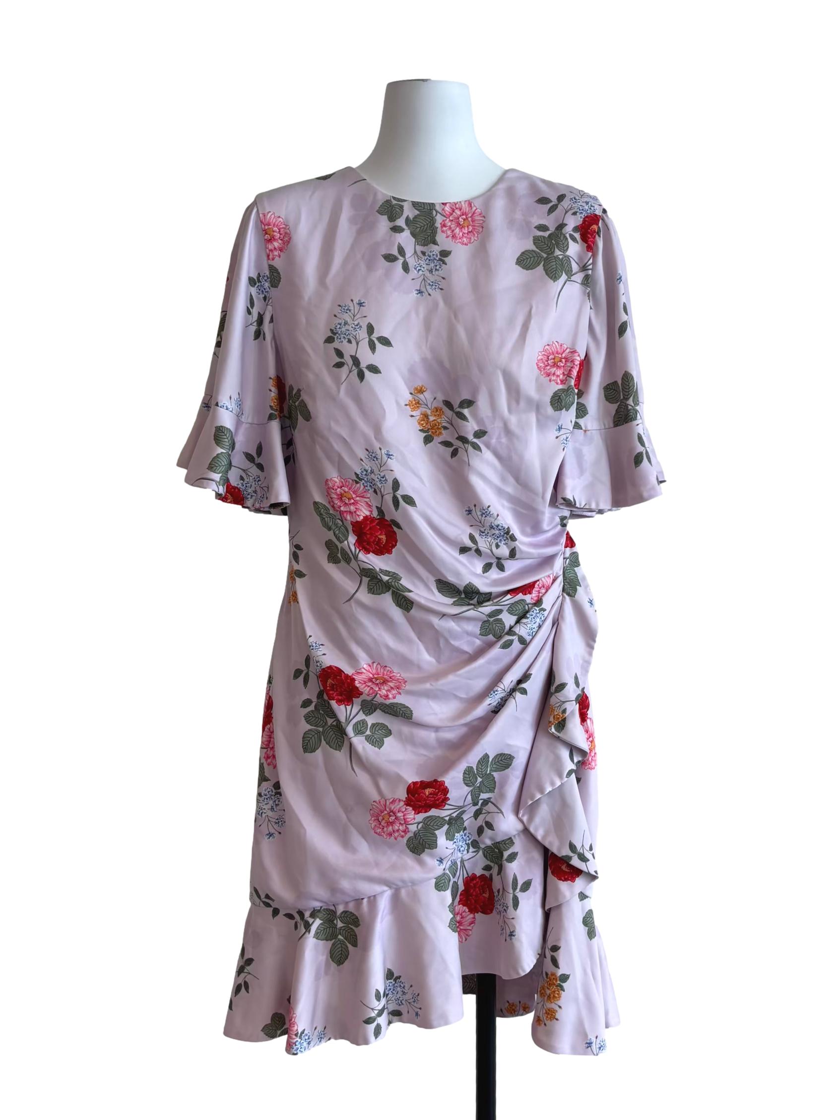 Orchid Pink Floral Ruffle Dress