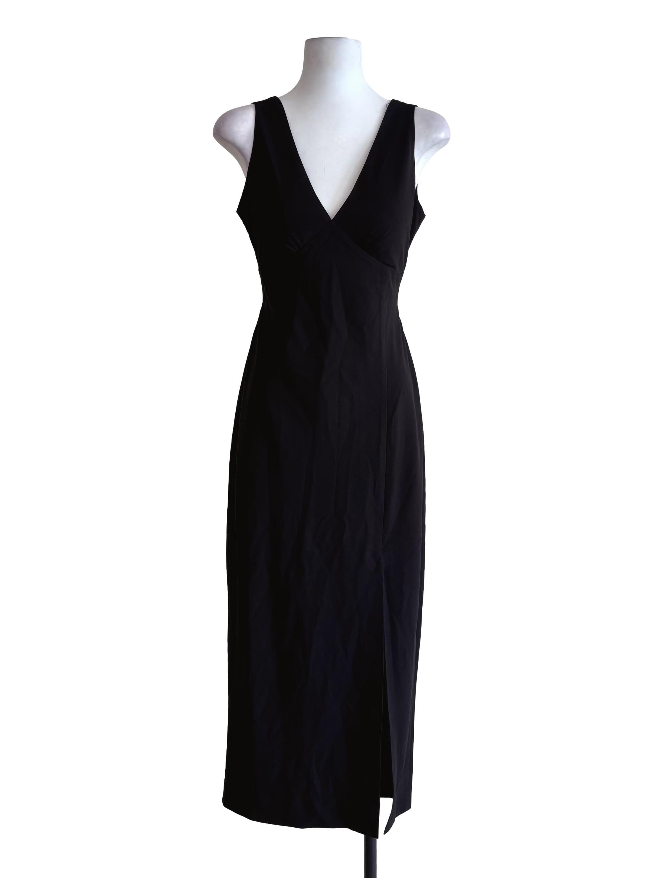 Black V Neck Open Back Dress