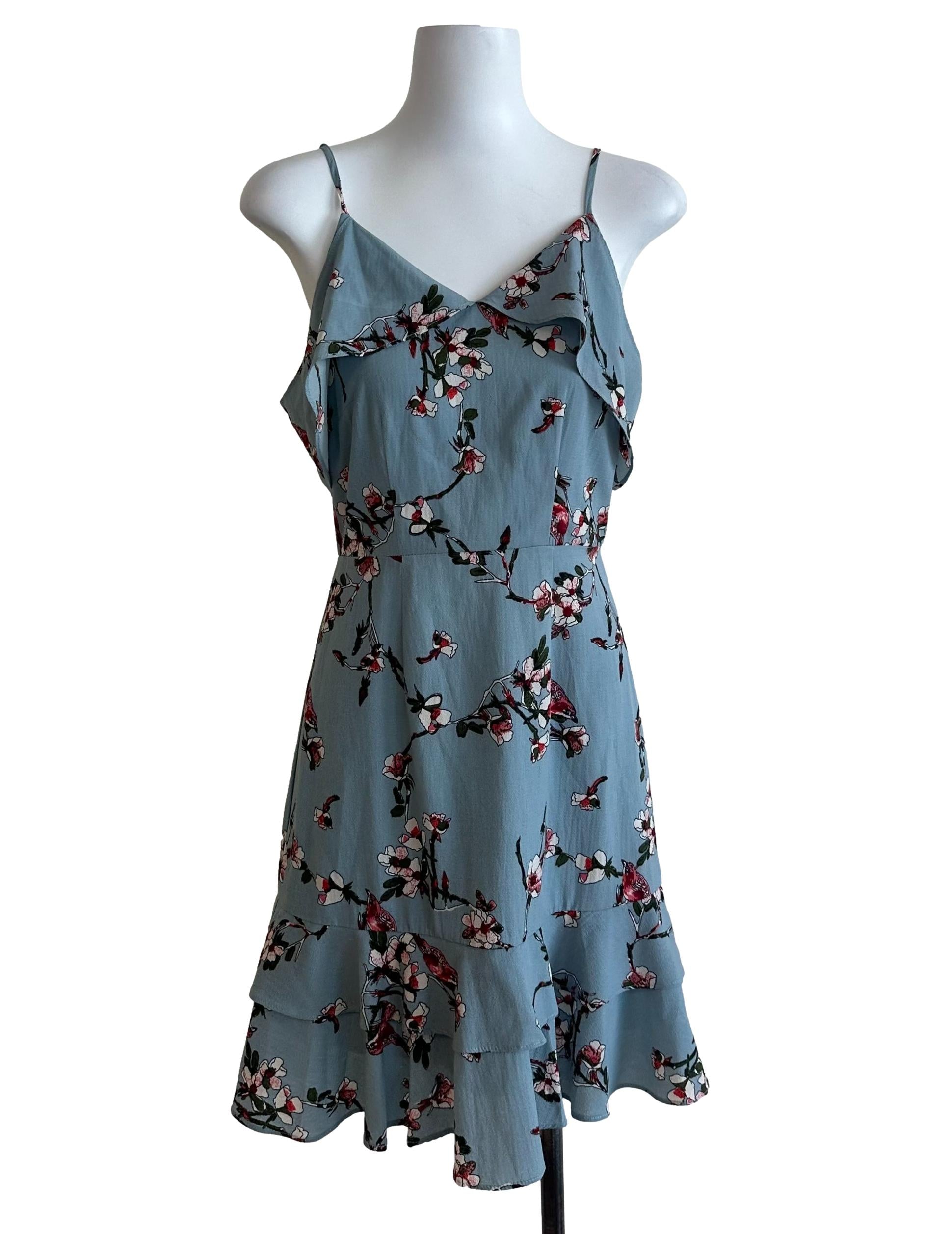 Dusty Blue Floral Layered Dress