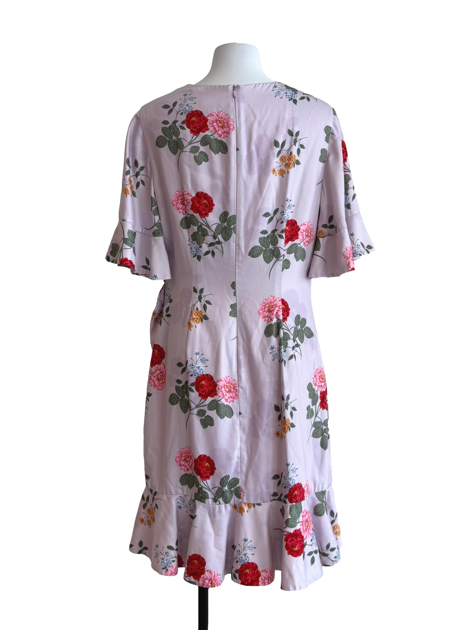 Orchid Pink Floral Ruffle Dress