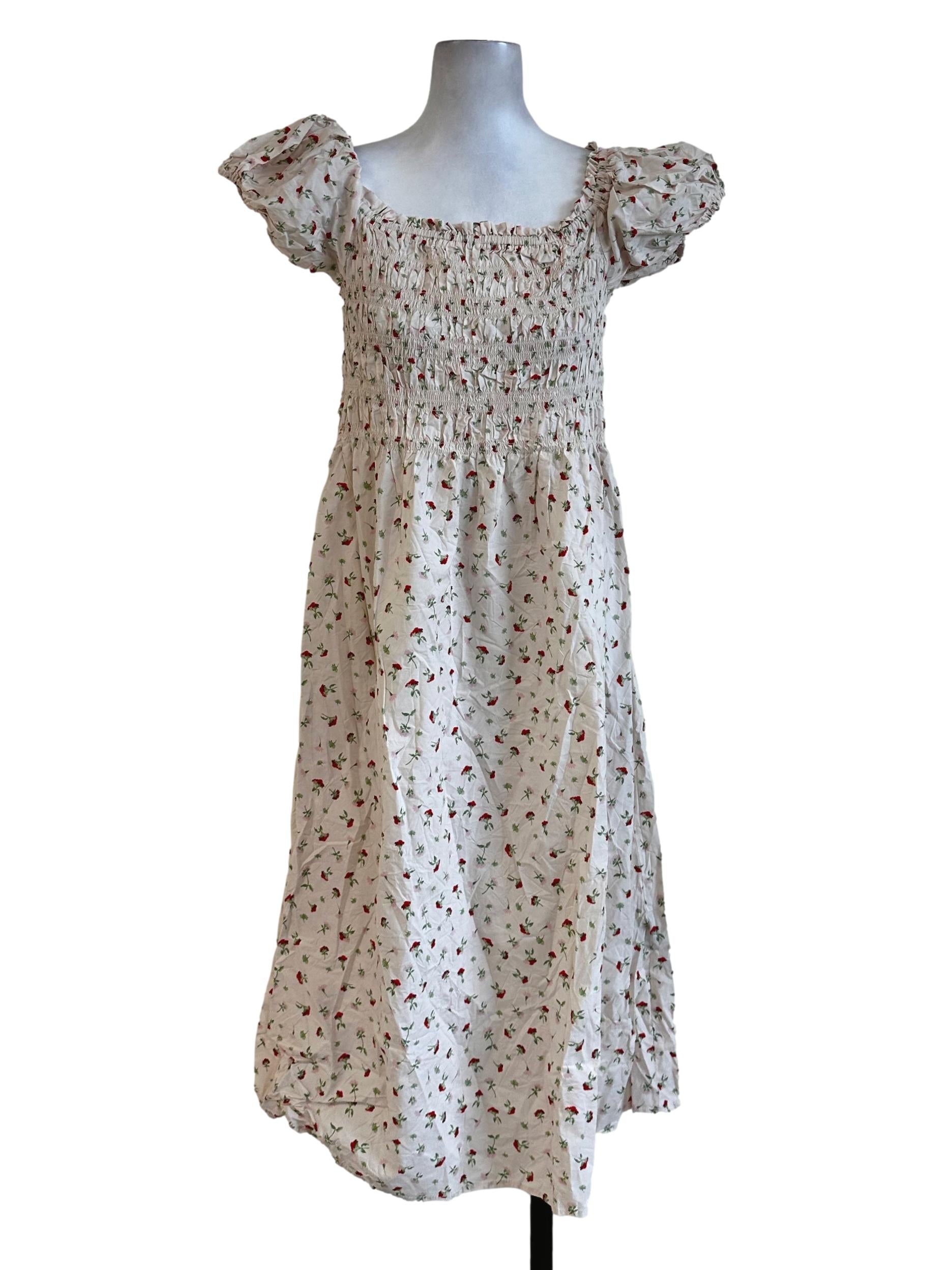 Sugar Cookie Beige Flower Pattern Dress