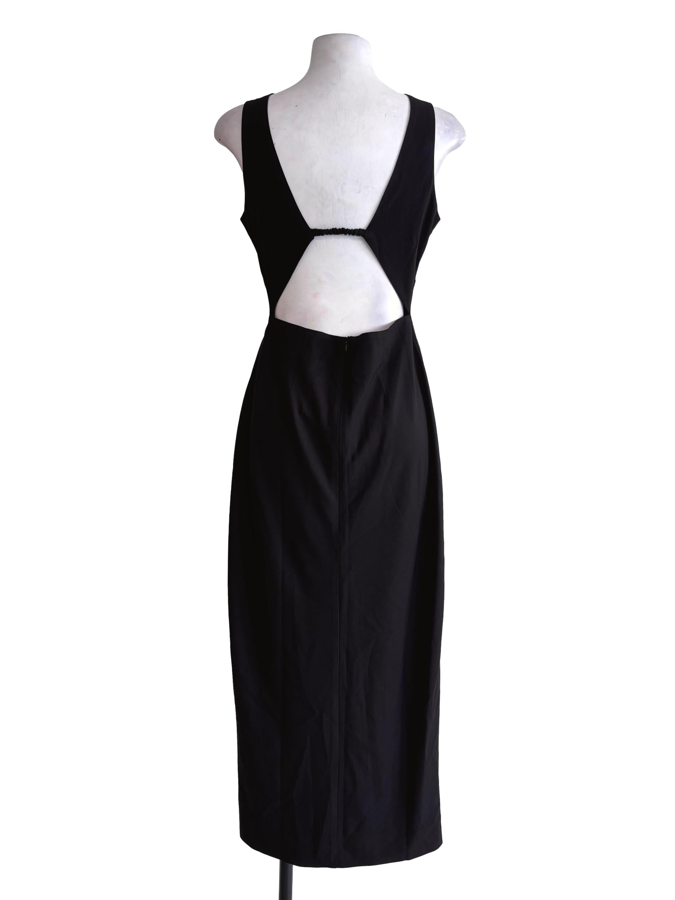 Black V Neck Open Back Dress