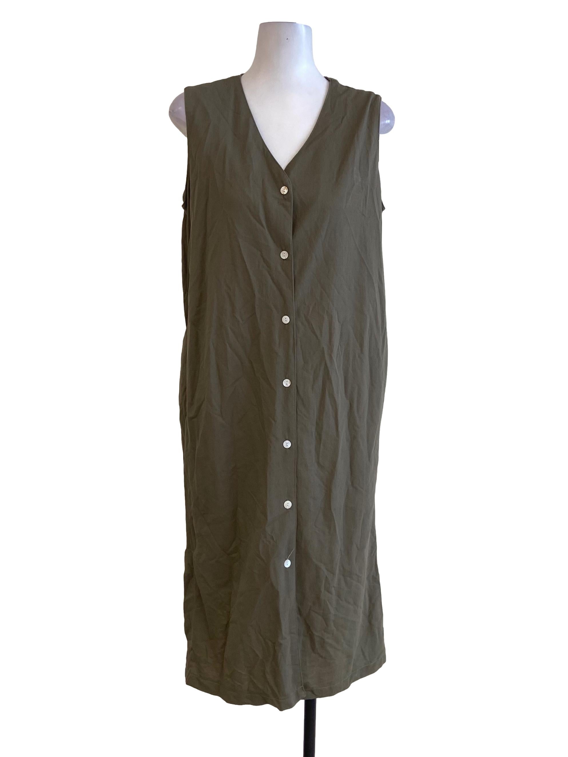Hazel Wood Sleeveless Button Down Shirt Dress