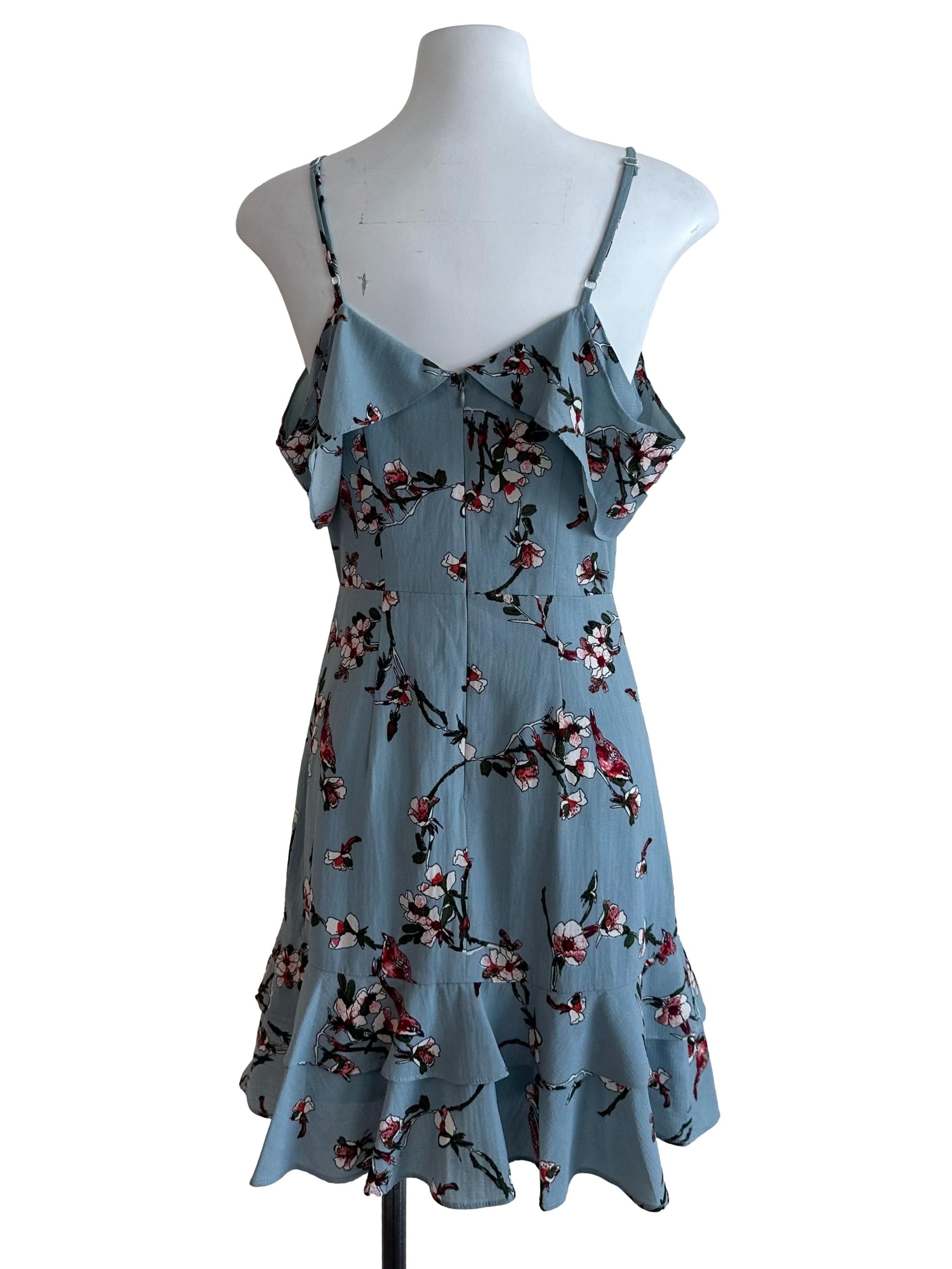 Dusty Blue Floral Layered Dress