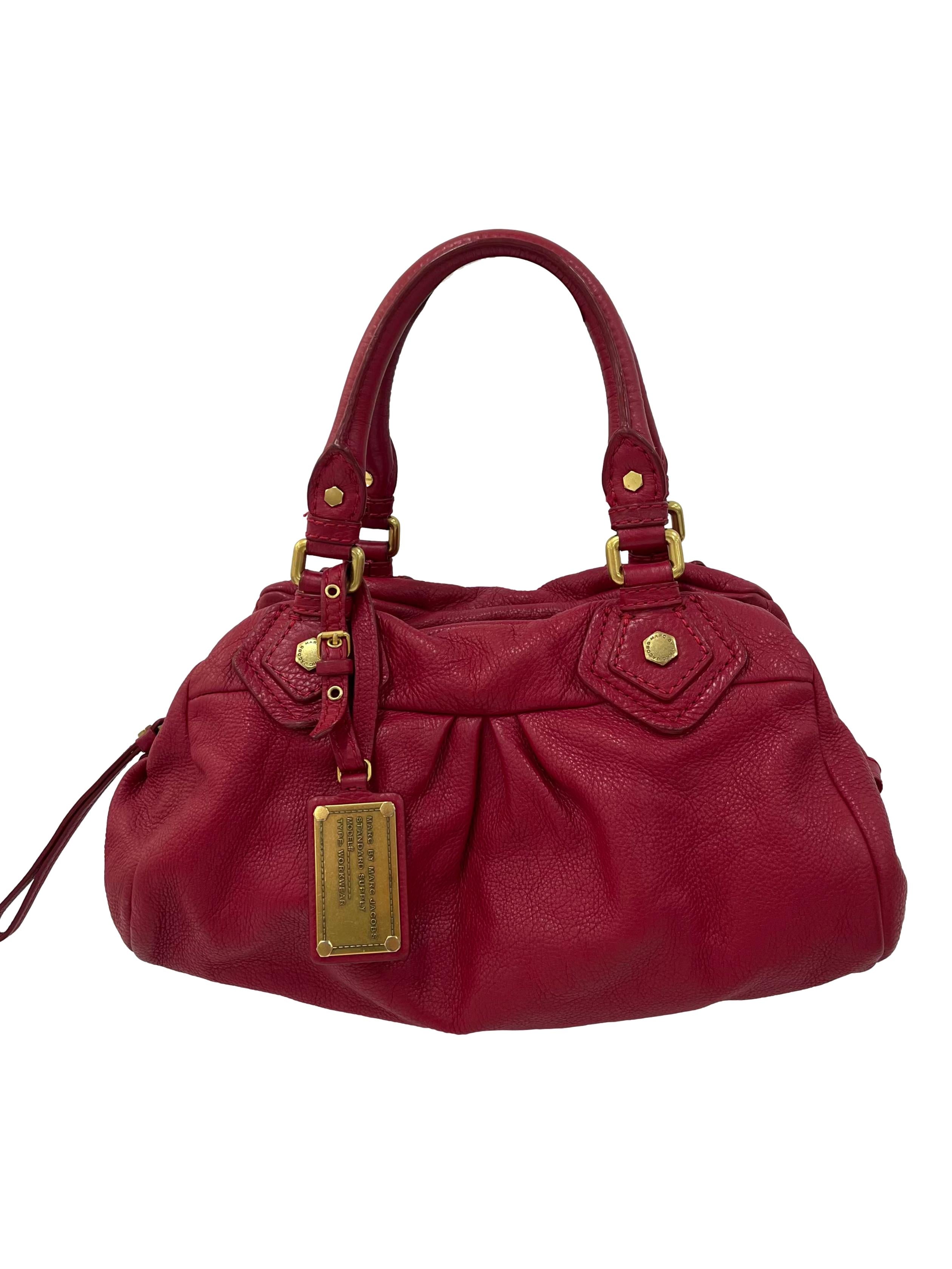 Red Leather Classic Q Baby Groovee Satchel Bag