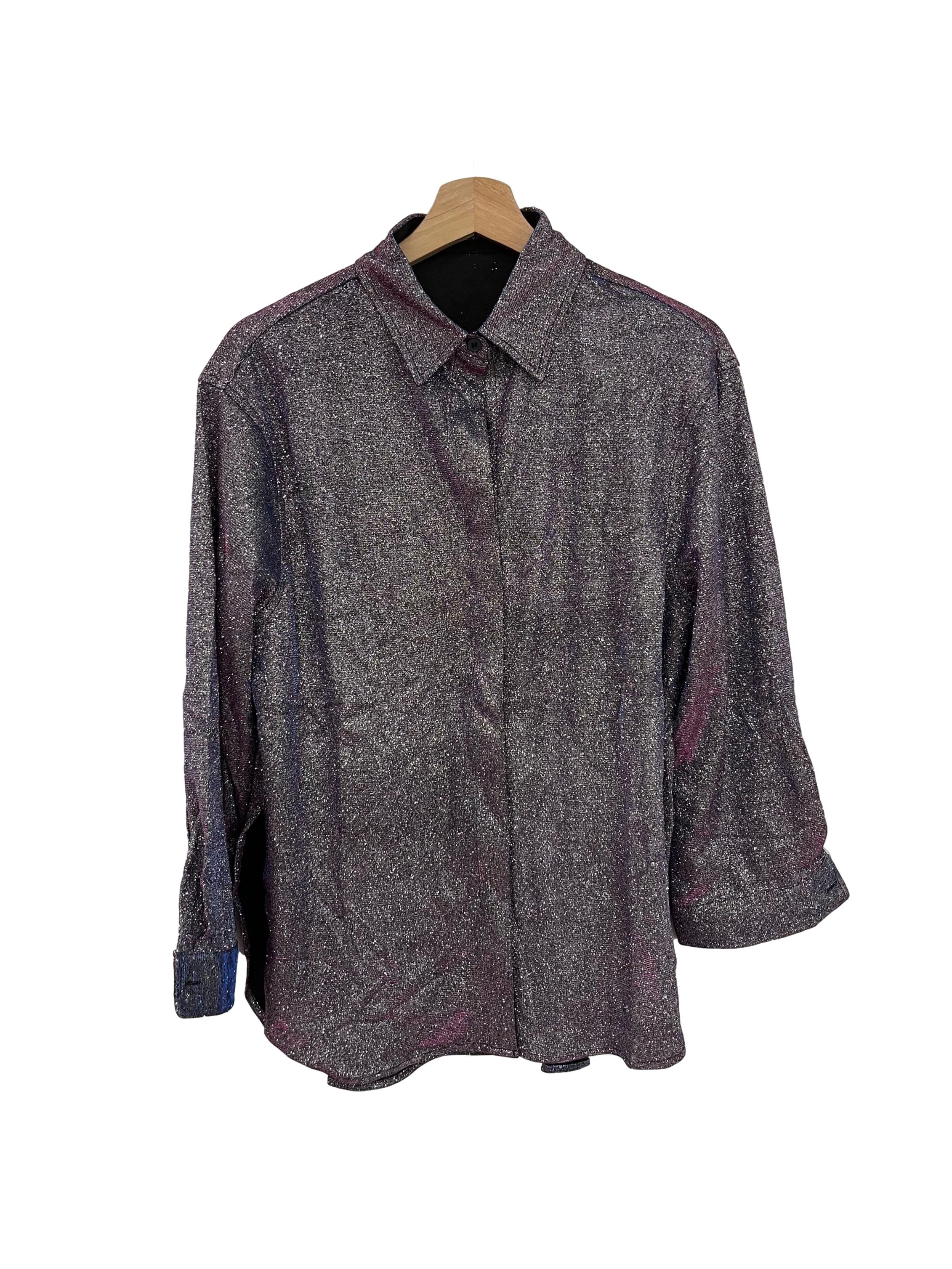 Purple Glitter Button Down Blouse