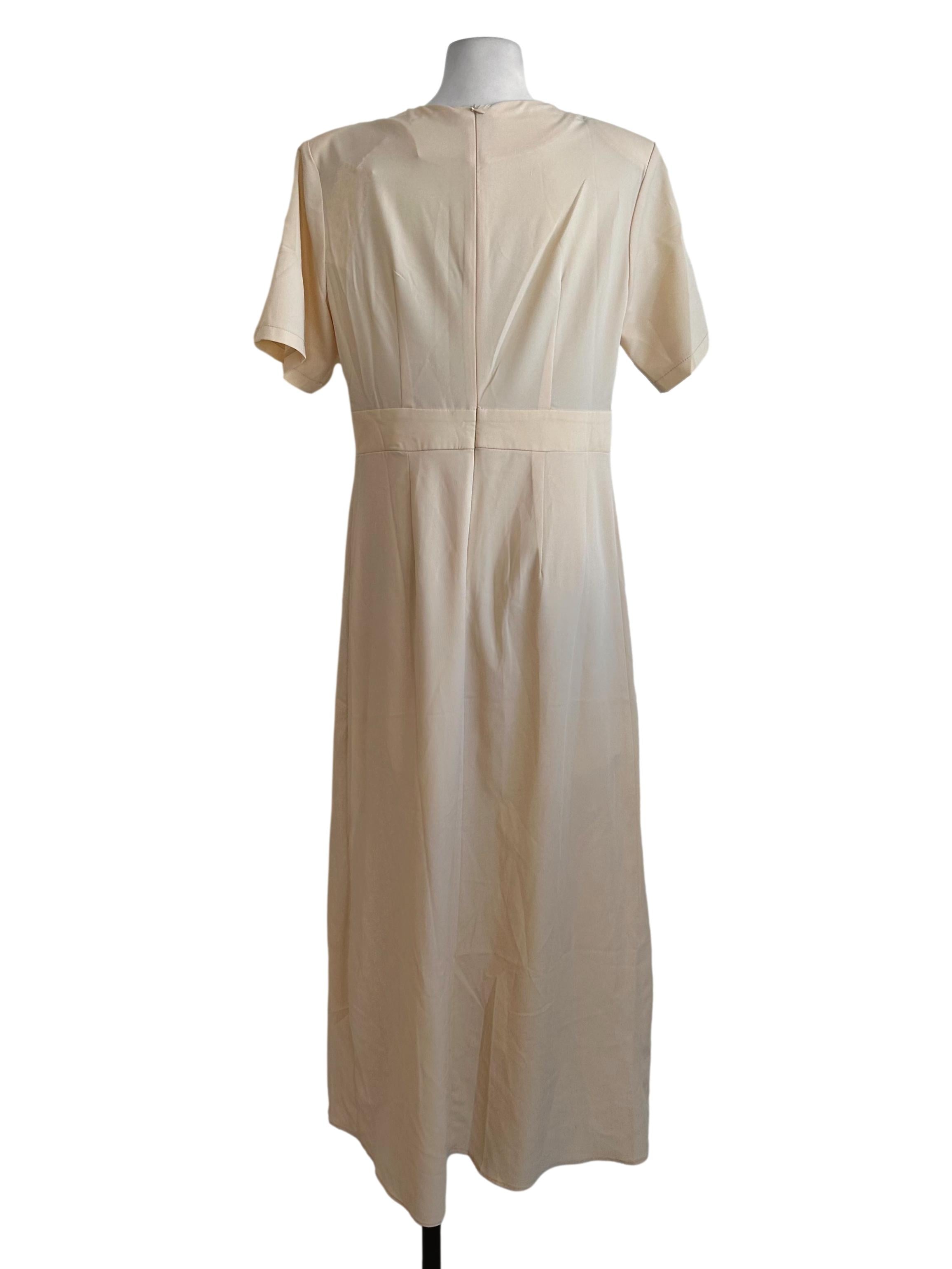 Light Yellow Box Pleated Slit Dress